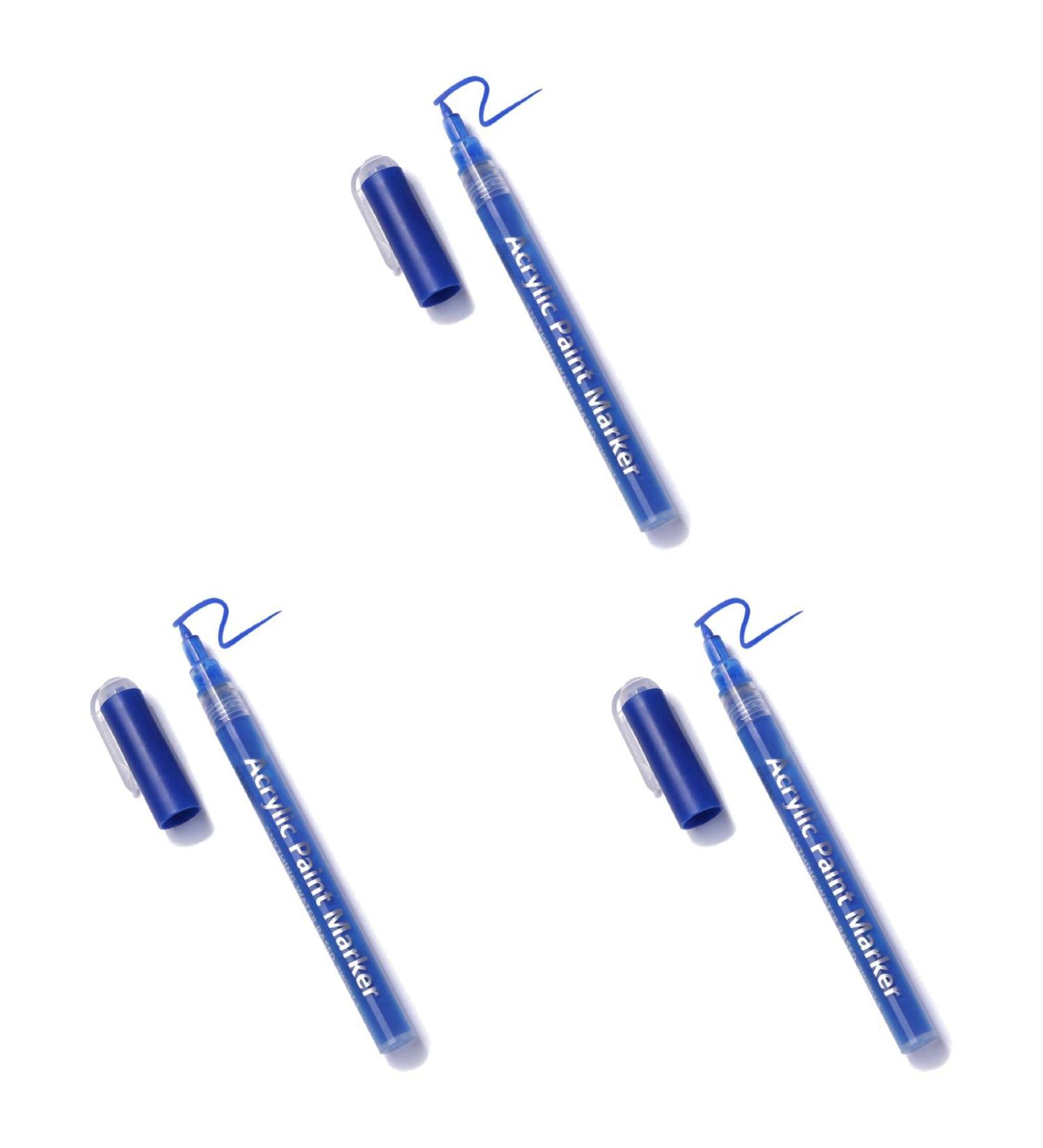 Unizhouxi Nail Painting Pen Labor-saving Grip Comfortable Nail Art Pen Drawing Painting Liner Brush for Female Blue 3Pcs