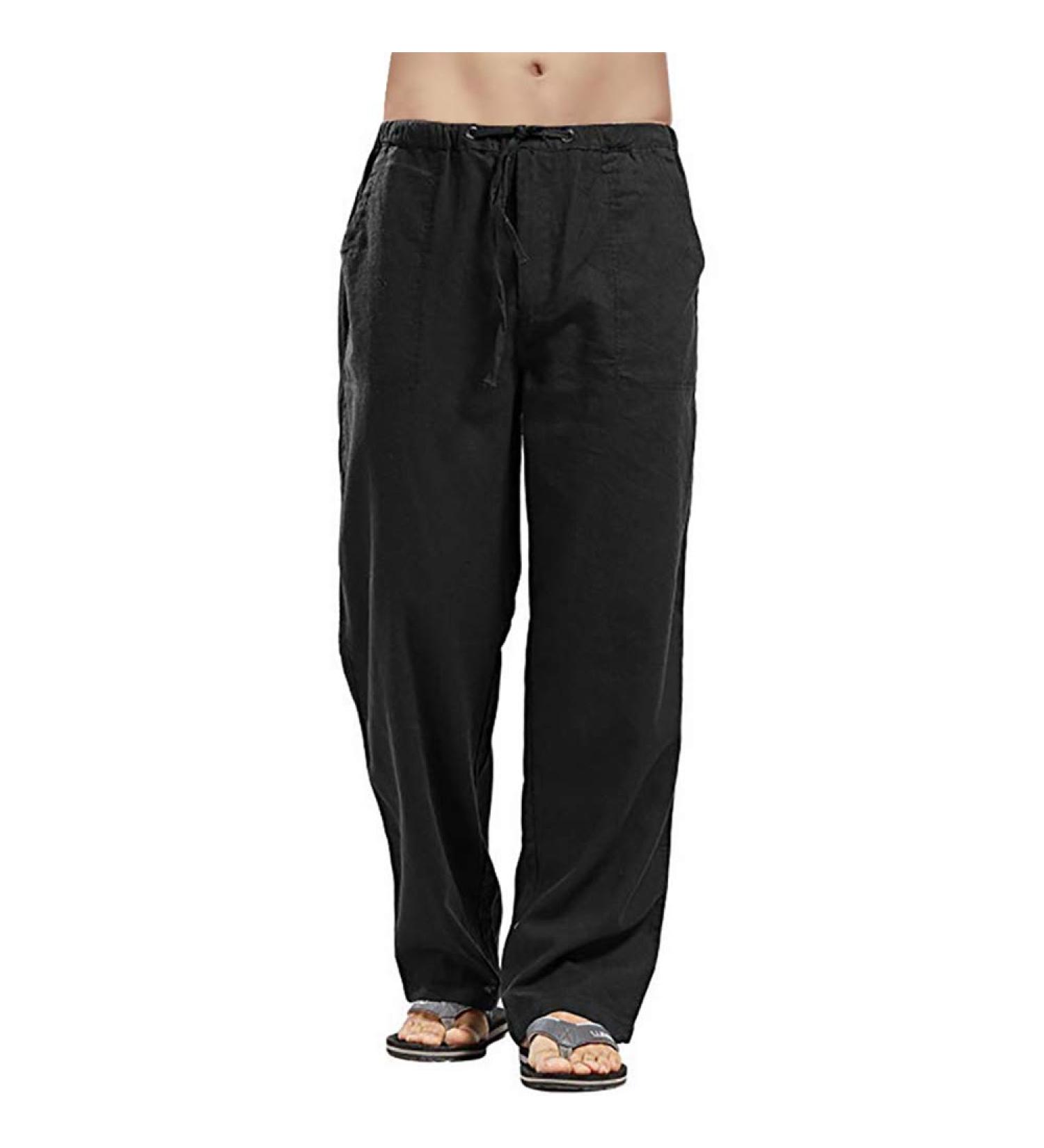 Men's Casual Loose Fit Beach Pants - Lightweight Cotton Summer Trousers for Yoga & Leisure - Buy Online on GoSupps.com