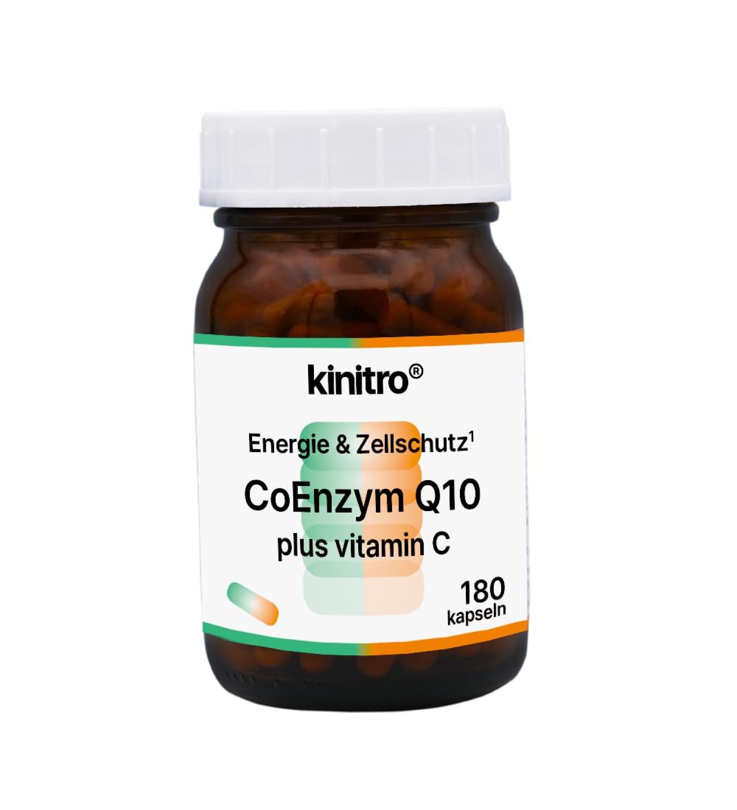 Kinitro Coenzyme Q10 & Vitamin C - Vegan Dietary Supplement 80mg High-Quality Q10 (Ubichinon) & Acerola Powder in 2 Capsules - Buy Online on GoSupps.com