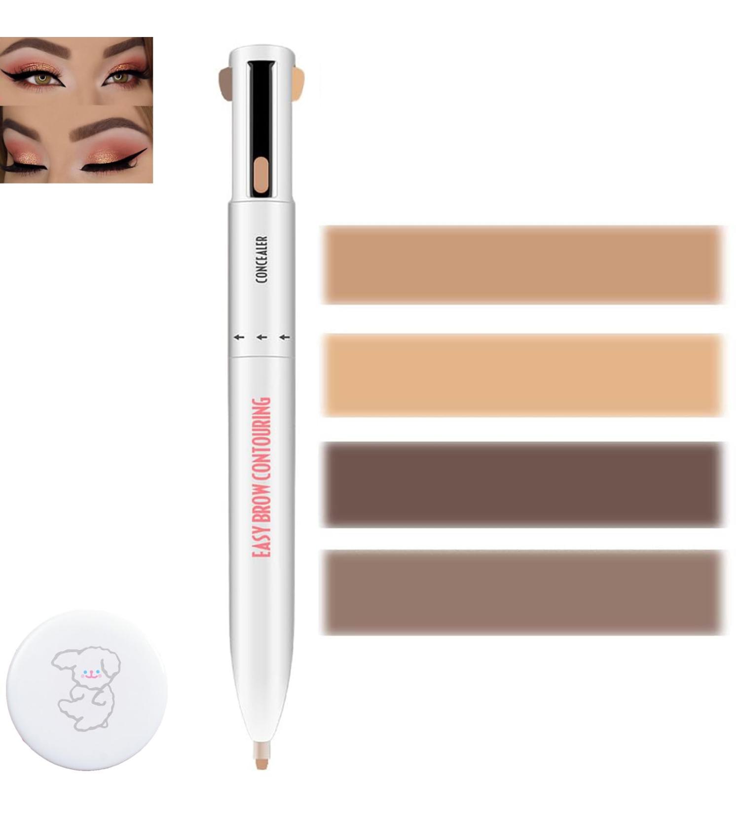 4-In-1 Brow Contour & Highlight Pen 4 In 1 Brow Contour And Highlighter Pen Waterproof Rotating Eyebrow Pencil Eye Makeup Long Lasting (02# Medium) - Buy Online on GoSupps.com