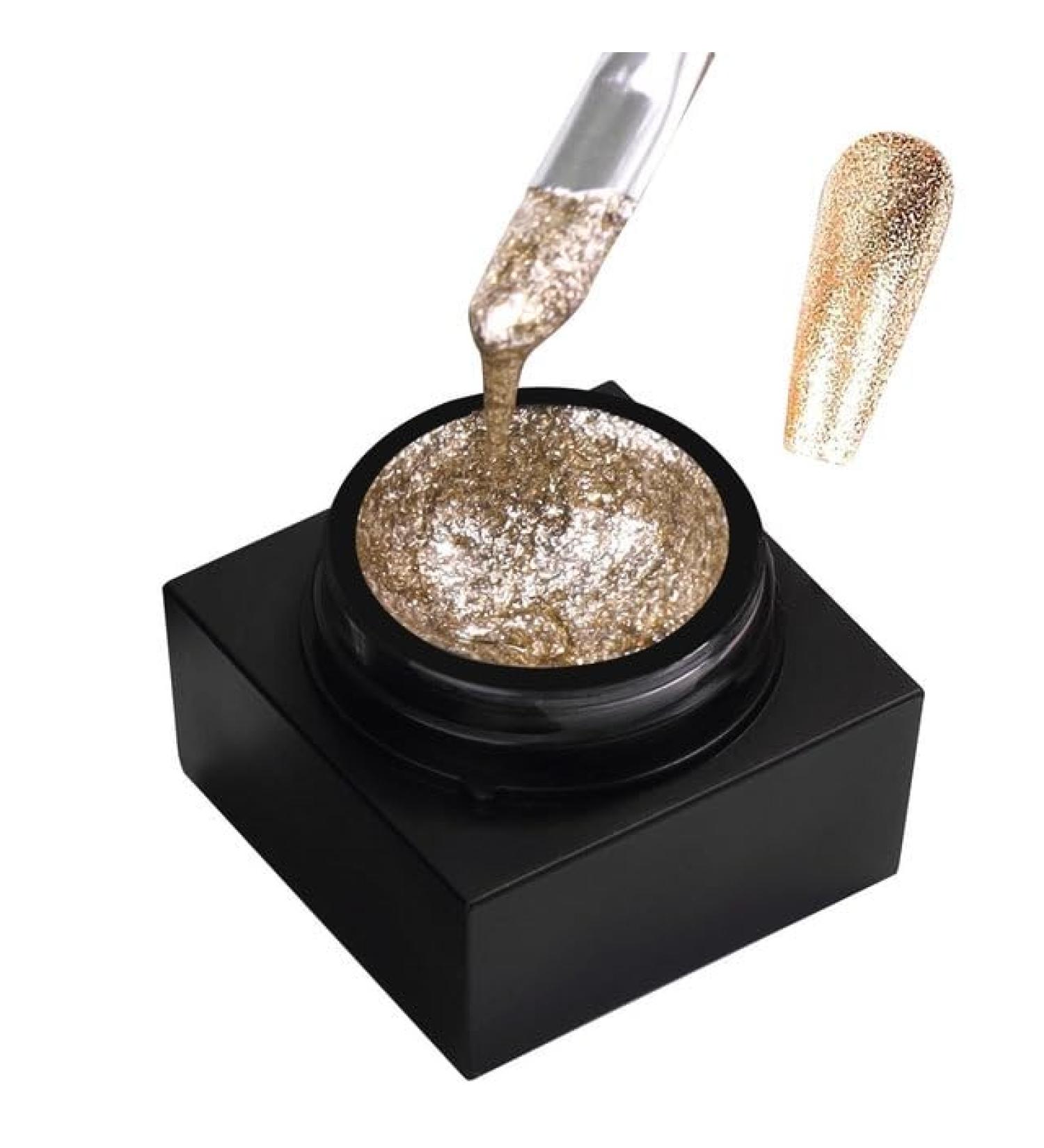 Reflective Gel Nail Polish UV Gel Shiny Platinum Nail Art Lasting Shiny 5ml Platinum Glitter Nail Polish Varnish Manicure Gel - (Color: Champagne) - Buy Online on GoSupps.com