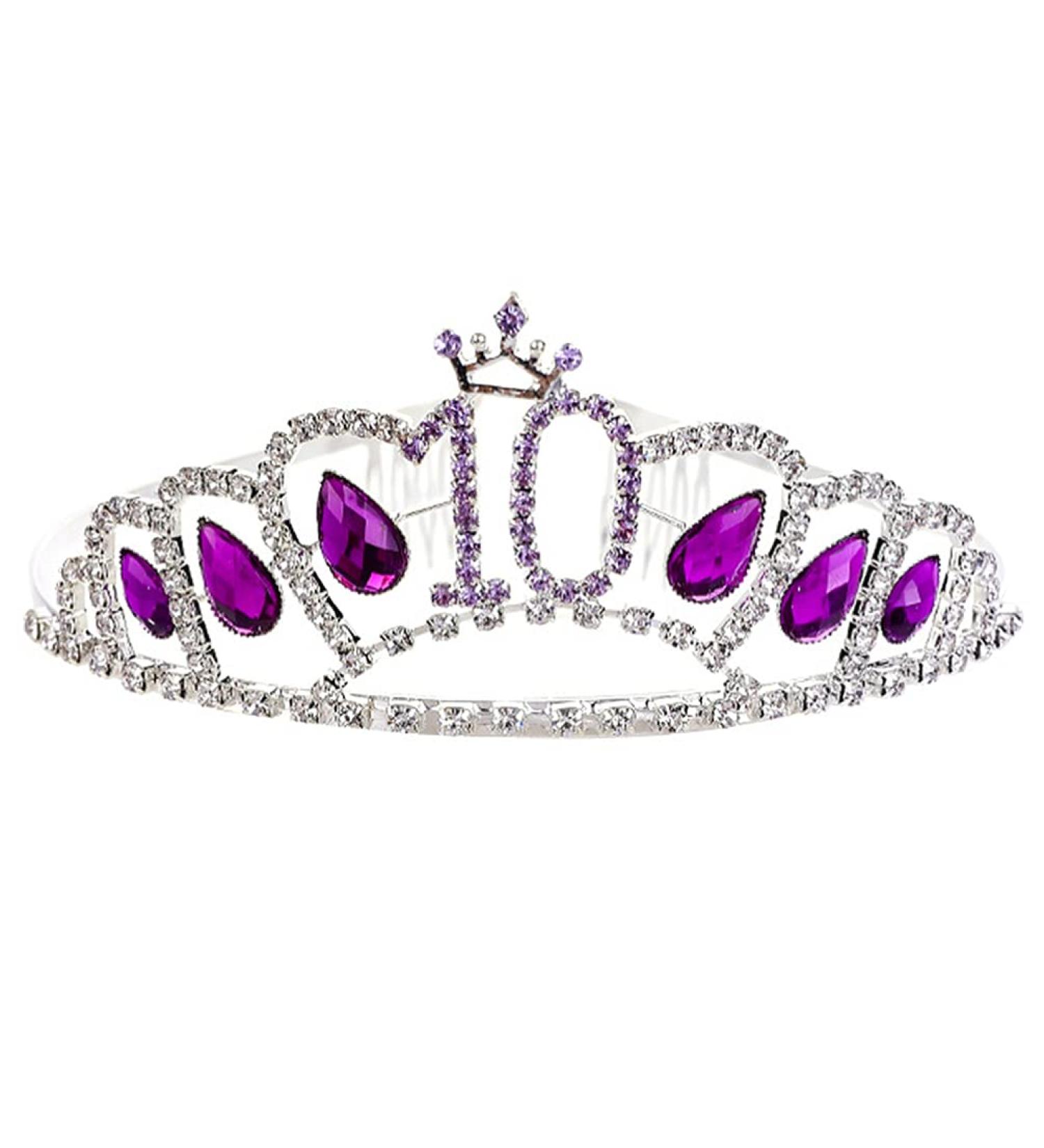 FRCOLOR 10th Birthday Crown Birthday Rhinestone Crown Purple Crystal Birthday Tiara Headband for Girls - Buy Online on GoSupps.com