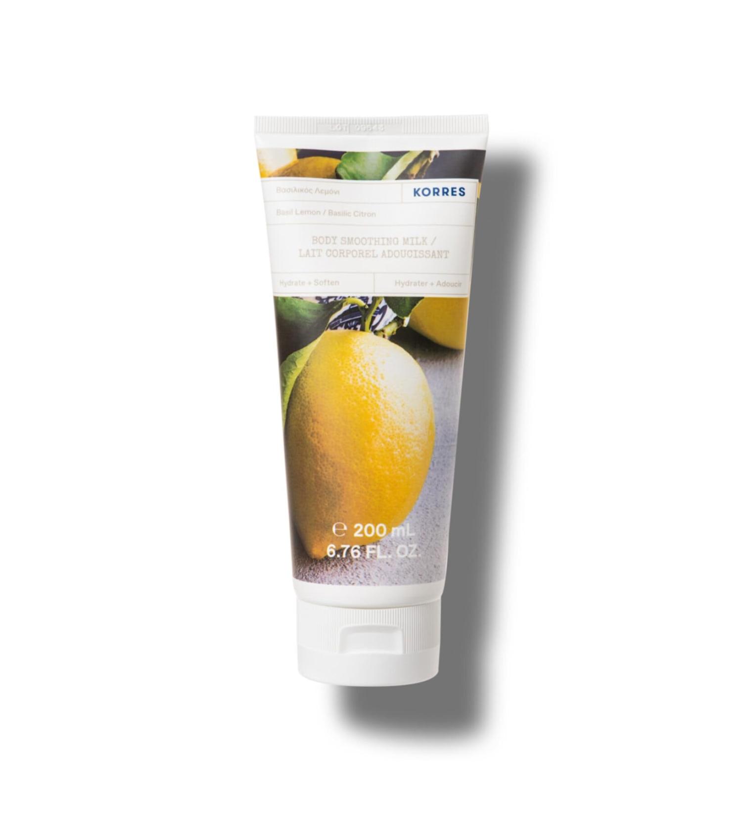 Korres Lait Corps Hydratant aux Extraits Naturels Vegan sans Paraben Senteur Basilic Citron 200 ml Citron 200 ml (Lot de 1)