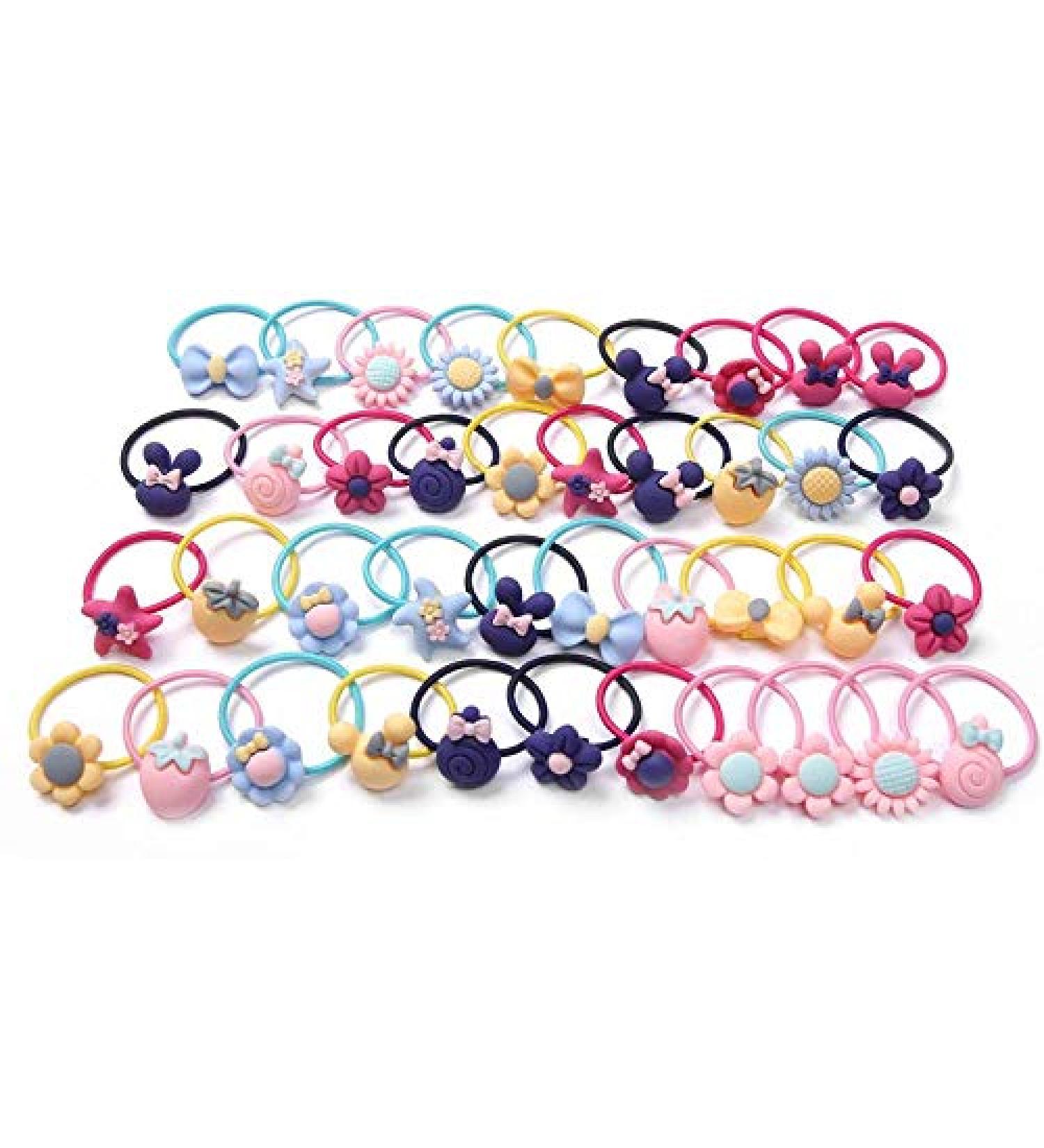 Colorful Moselle Hair Tie Set - 40 Pink & Colorful Bands for Girls | Ponytail & Styling Accessories - Buy Online on GoSupps.com
