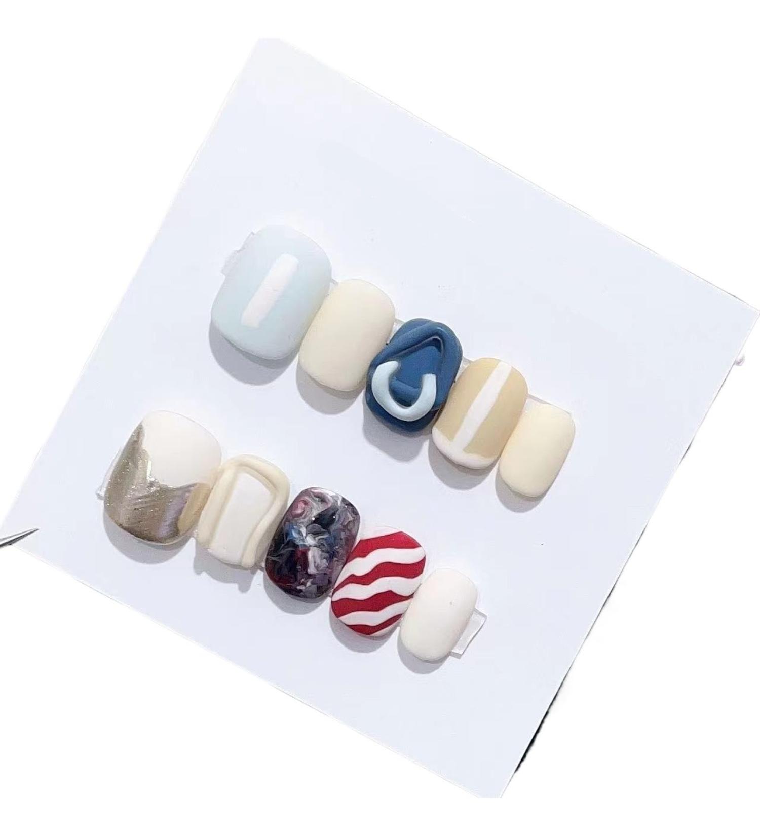 Handmade Long and Short Nail Patches for Artificial Nail Enhancement(Color:19553 Size:S) - Buy Online on GoSupps.com