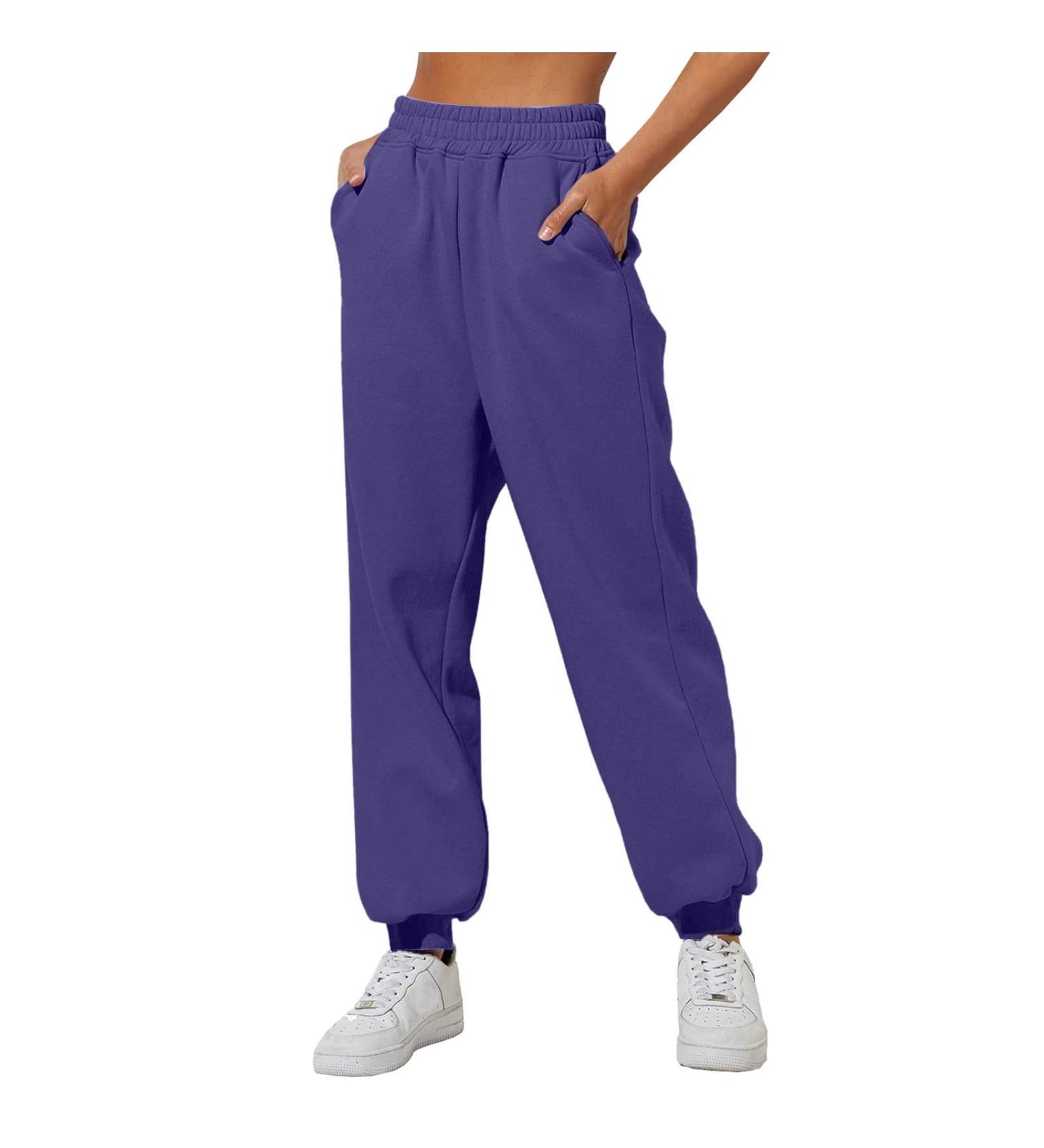 Sport Pants for Women Running Jogger Causal Gym Yoga Sweatpants Comfy Cotton Trousers Tracksuit Bottoms with Pockets 4624-djufh-d-purple 3XL - Buy Online on GoSupps.com