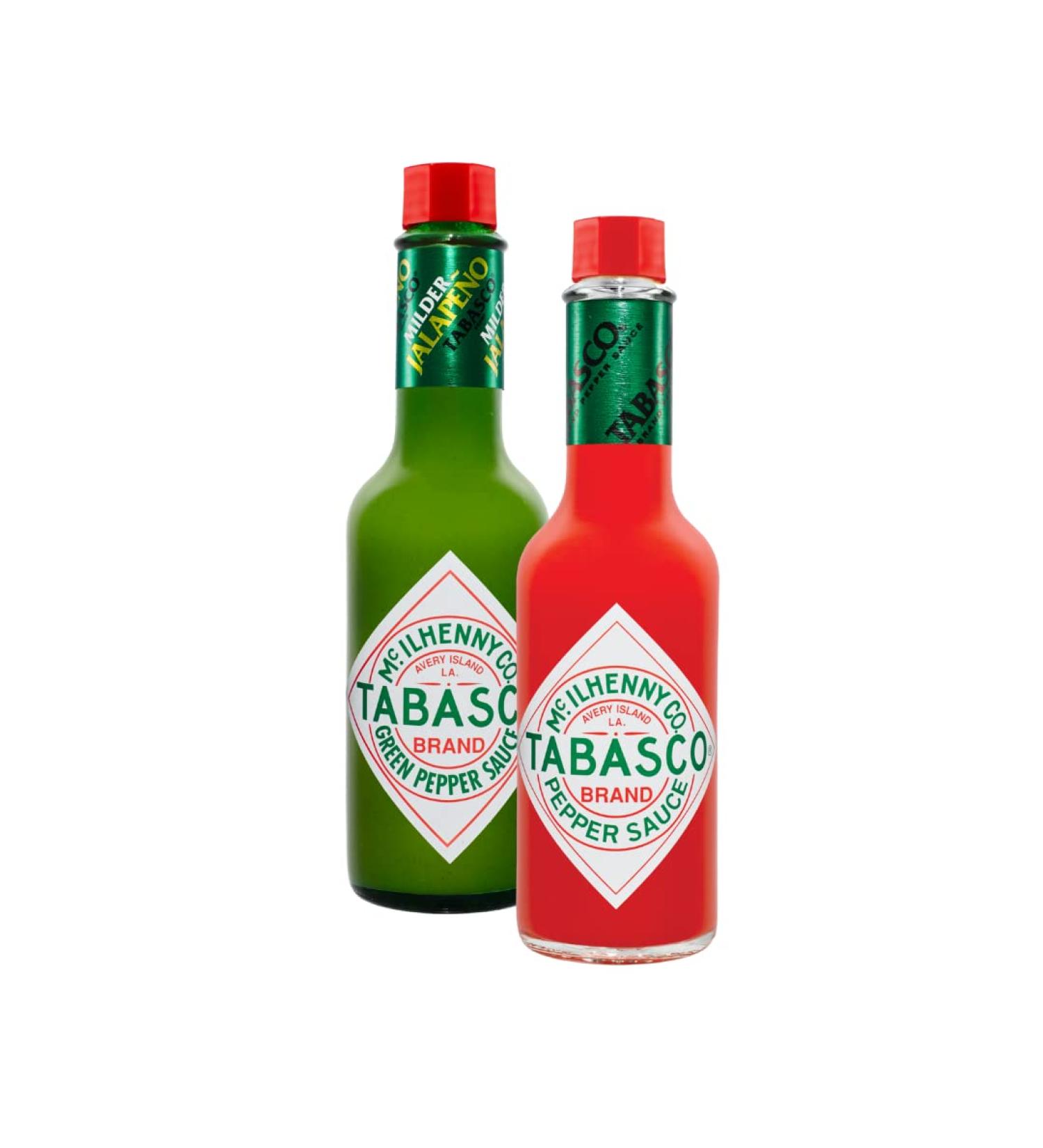 TABASCO Duo-pack: Original Red Pepper and Green Pepper Sauce - 2 glass bottles of sharp chili sauce (2 x 147ml) 100% natural - Buy Online on GoSupps.com