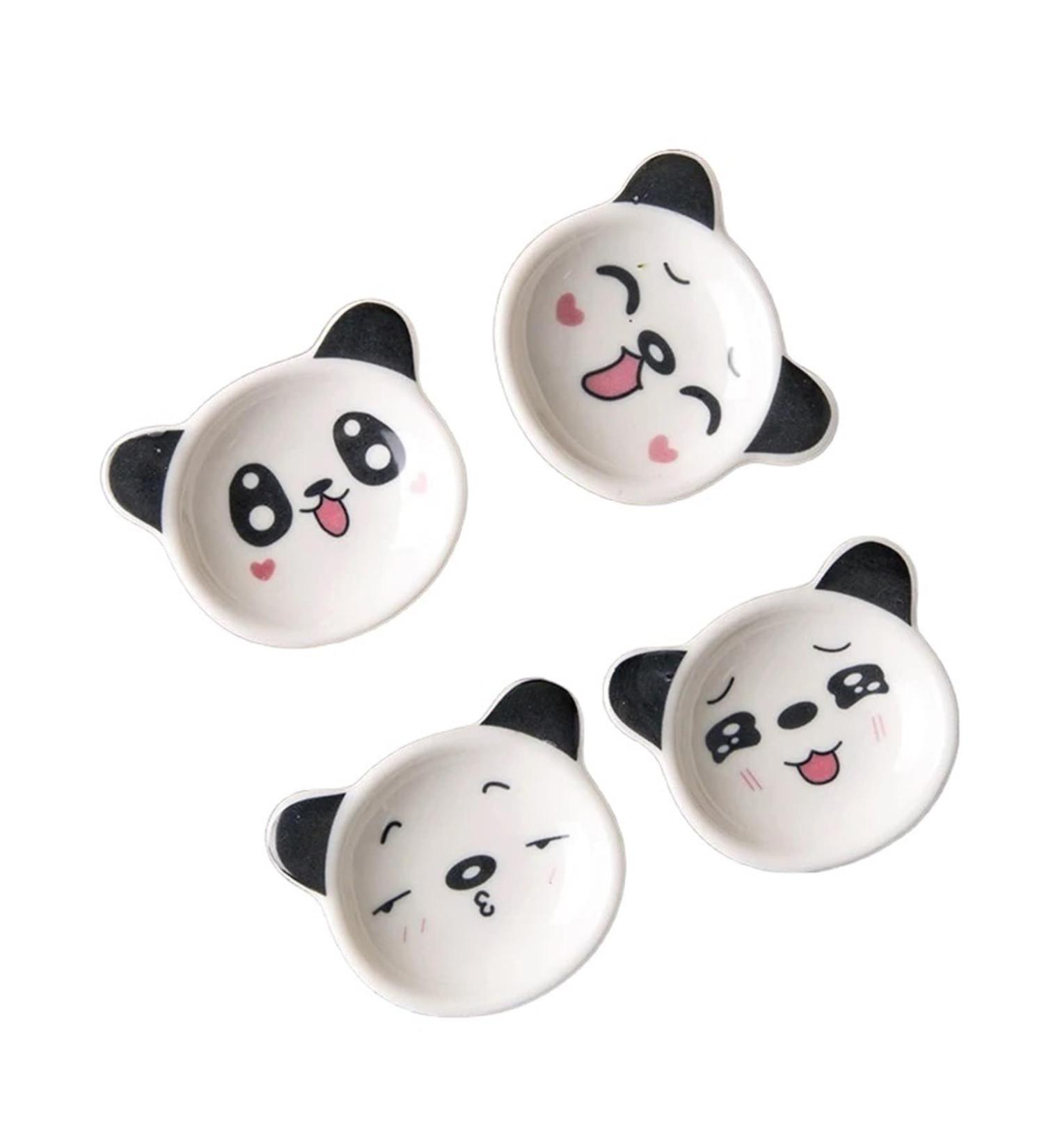 Snack Dip Bowls 4pc Cartoon Panda Ceramic Small Dish Home Soy Sauce Dish Creative Japanese Tableware Seasoning Saucers Appetizer Dish for Kitchen 4pcs - Buy Online on GoSupps.com