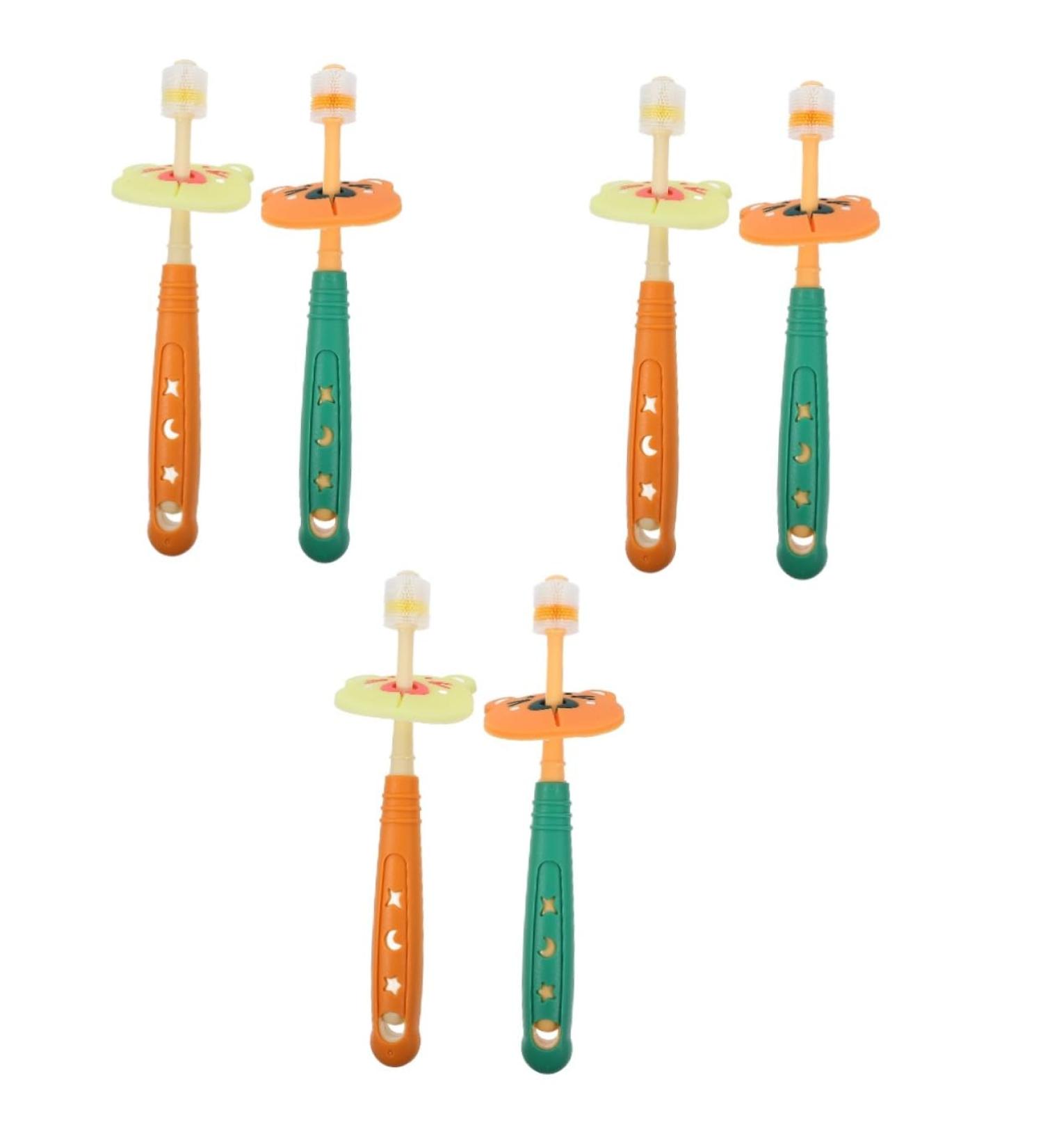 Homsfou Silicone Baby Toothbrush Set | 6-Pack for 6-12 Months | Safe & Soft Manual Teeth Cleaning Tools - Buy Online on GoSupps.com