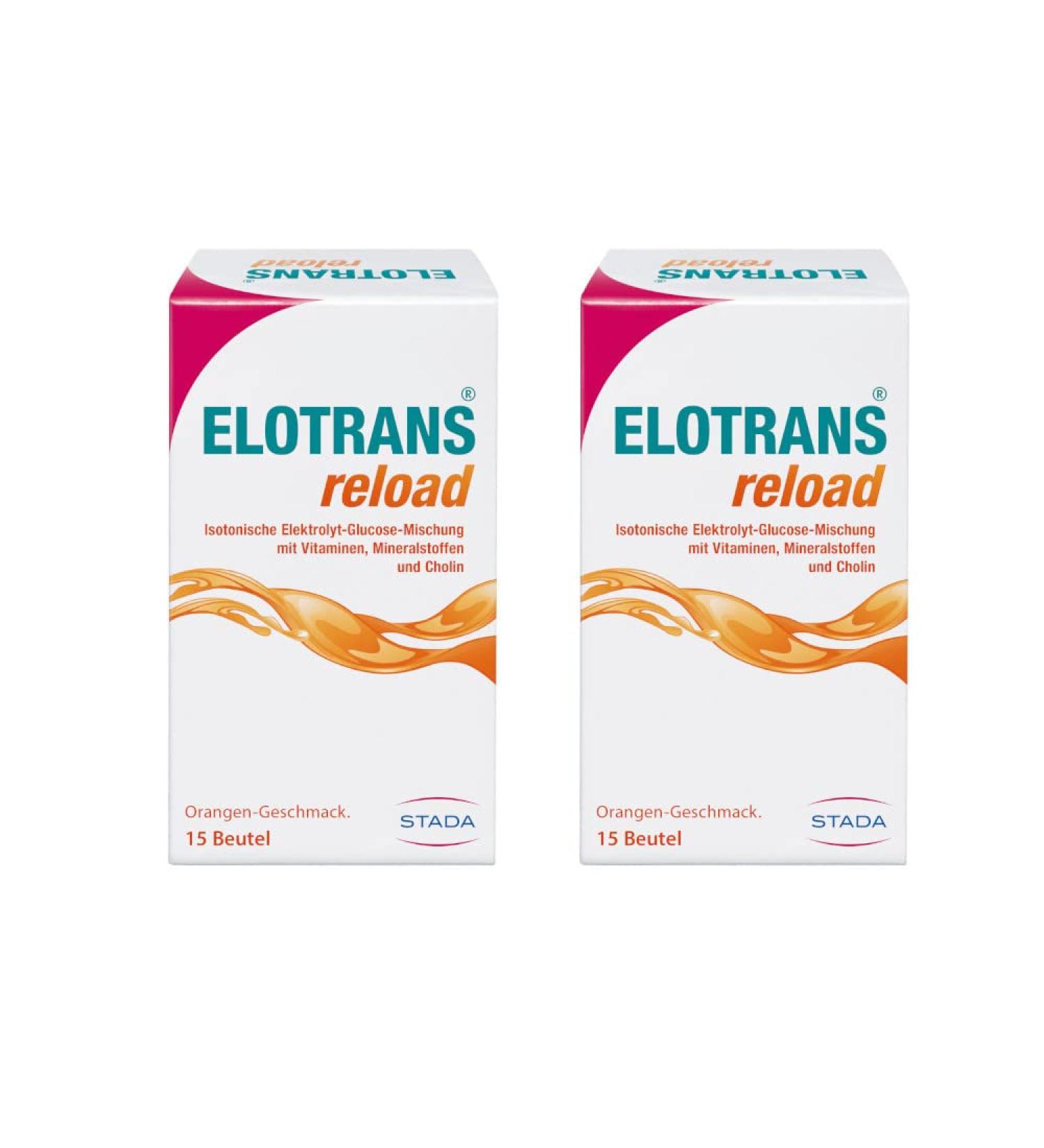 Elotrans Reload Double Pack - Isotonic Electrolyte & Glucose Powder (2 x 15 Bags) | Electrolyte & Water Loss Compensation - International Shipping - Buy Online on GoSupps.com