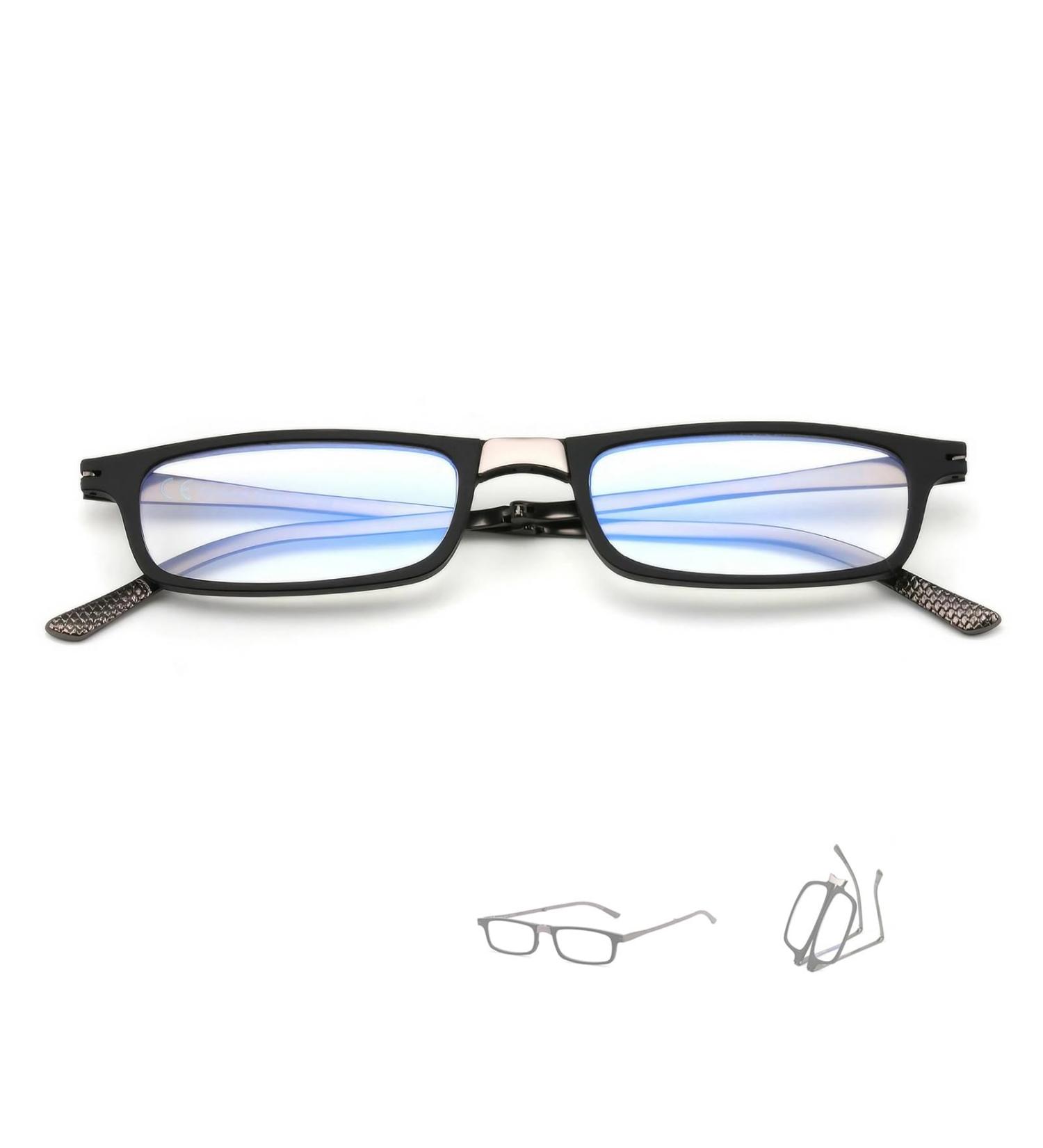 NYASAA Ultra-Thin Foldable Reading Glasses | Anti Blue Light Portable Eyeglasses for Men & Women | 1.00x Black - Perfect for Travel - Buy Online on GoSupps.com