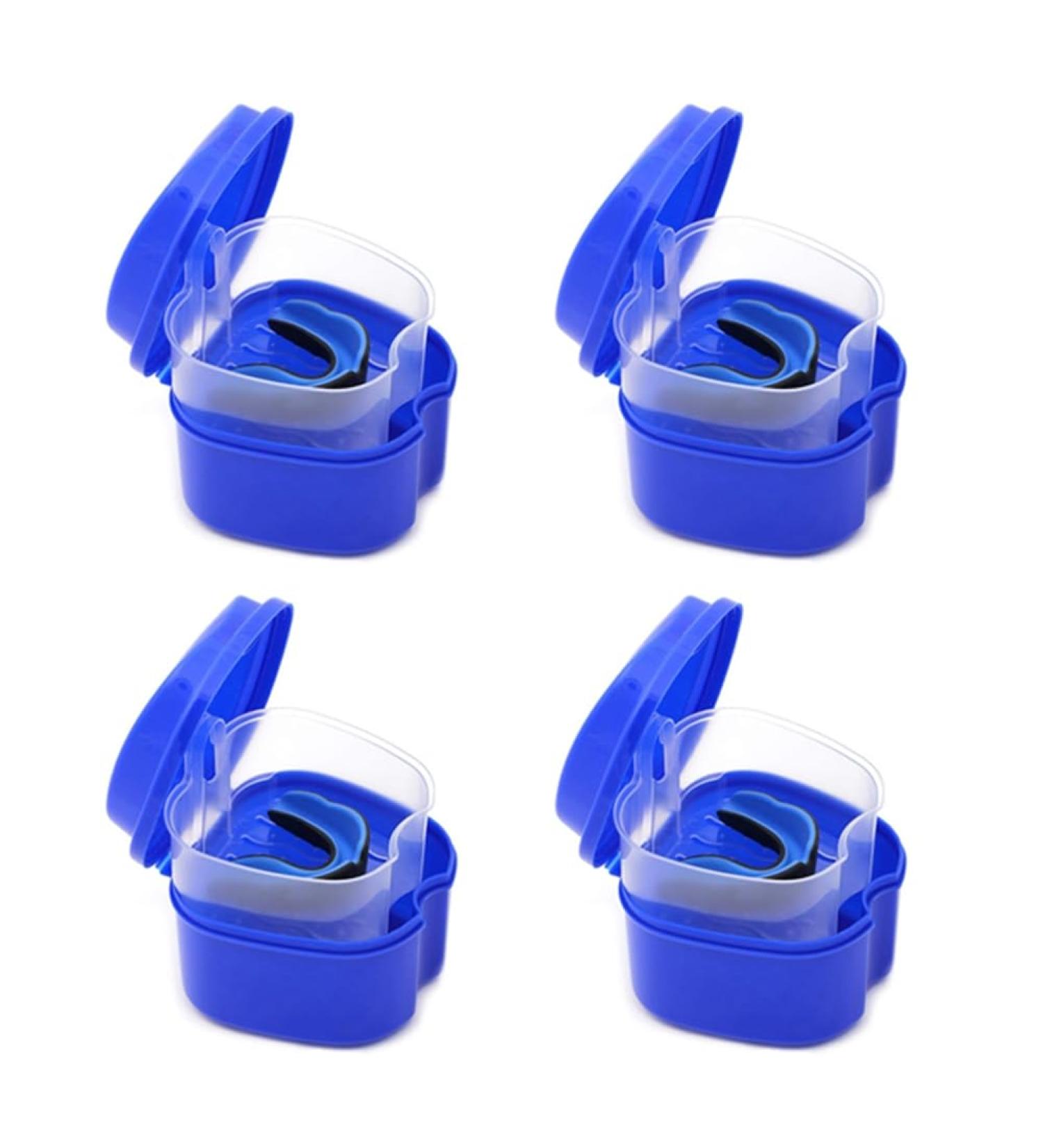 Junguluy 4x Dark Blue Prostheses Suitcase & Bath Box - Travel Storage for False Teeth with Sieve & Basket Network - Buy Online on GoSupps.com