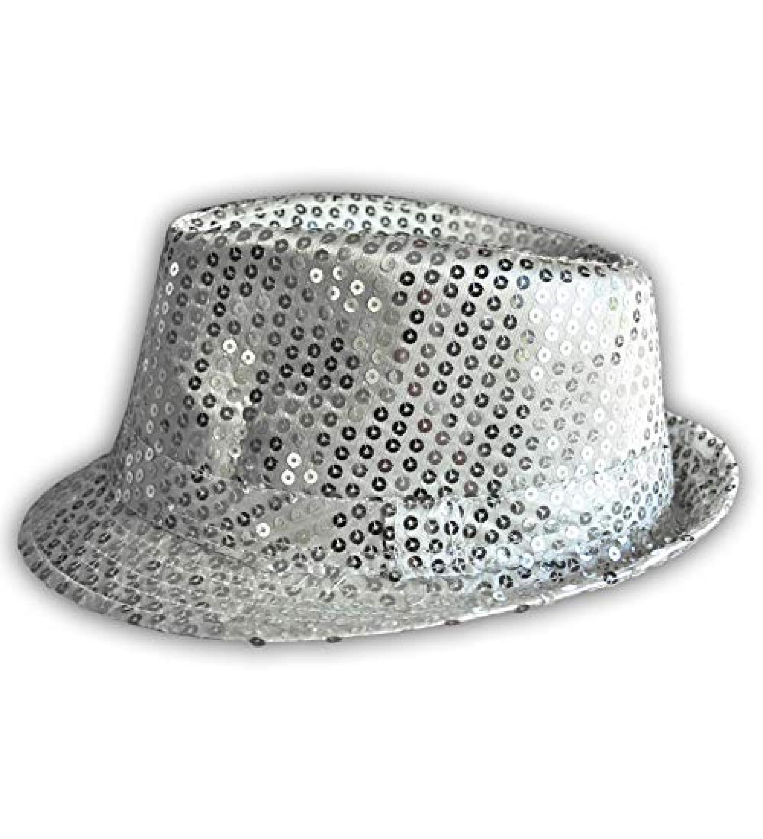 Western Fashion Sequin Fedora Hat Silver