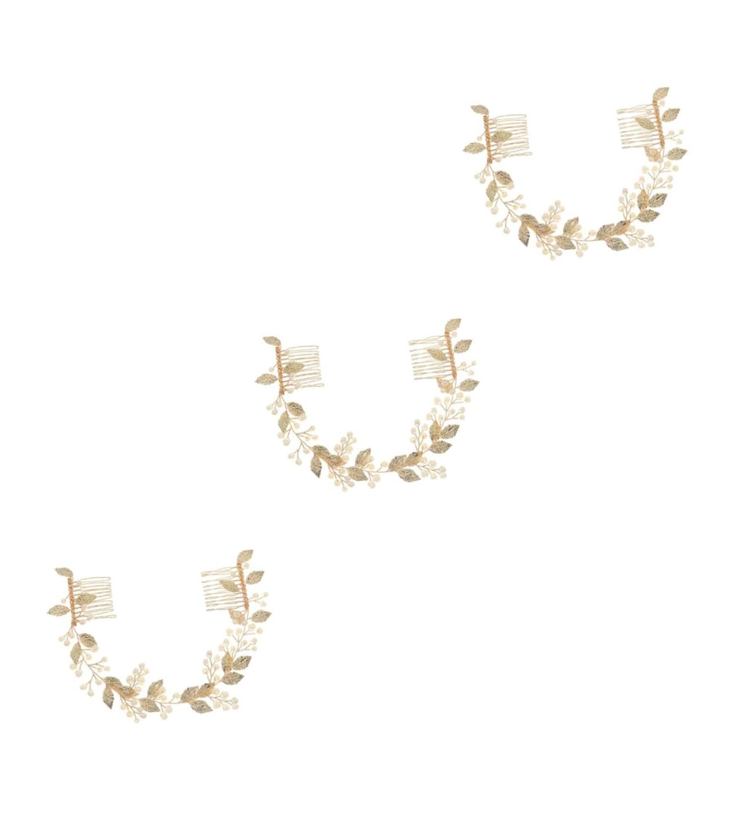 FRCOLOR 3 Pieces Handmade Pearl Comb Headpiece for the Bride Pearl Hair Pin Hair Clips Hair Clip Tiara Wedding Decoration Headpiece Hair Accessories for the Bride Leaf - Buy Online on GoSupps.com