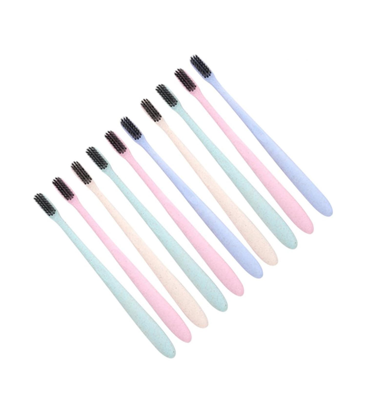 Buy Minkissy 10-Pack Soft Manual Toothbrushes - Eco-Friendly Compostable Travel & Family Cleaning Set - Buy Online on GoSupps.com