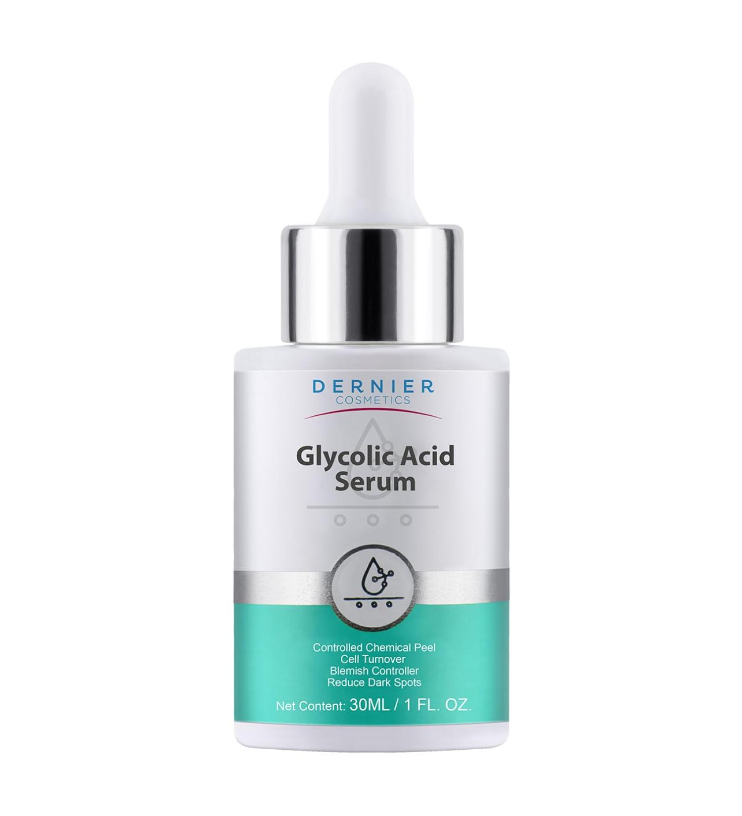 Dernier Glycolic Acid Serum 5% with Hyaluronic Acid 1% - Face Dark Spot Treatment Hyperpigmentation Exfoliant Resurfacing Brightening Glow Moisturizer Redness Hydrating Facial Peeling Women (1 fl oz) - Buy Online on GoSupps.com
