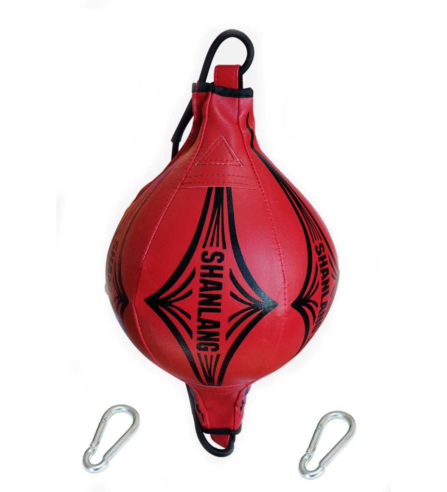 Double End Bag Boxing Speed Dodge Ball PU Leather Boxing Ball MMA Sports Punch Bag Workout Home Gym Exercise Agility Training Decompression Vent with Ceiling Rope Red