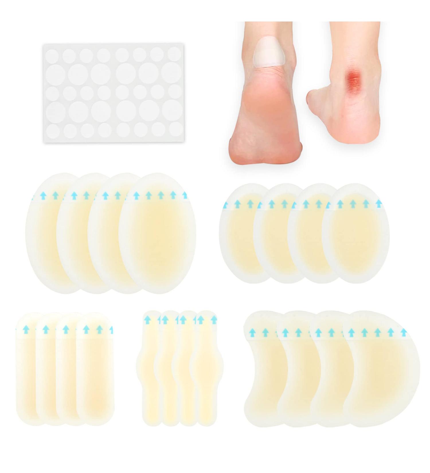 Gel Blister Bandages - 20 PCS Waterproof Hydrocolloid Cushions for Foot, Toe, and Heel - Blister Prevention & Recovery - Includes 5 Sizes Pads and 36 Acne Dots Plasters - Buy Online on GoSupps.com