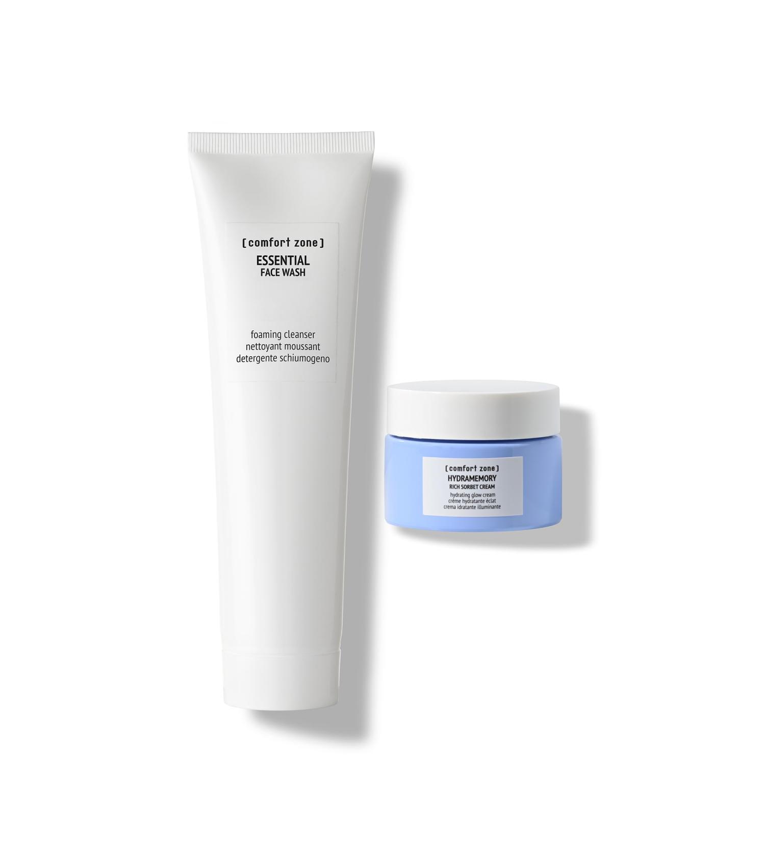 Comfort Zone Cleansing & Hydrating Face Duo with Essential Face Wash (30ml) and Hydramemory Rich Sorbet Cream (30ml) Strengthen and Hydrate Face Skin Barrier (2 Piece Set) - Buy Online on GoSupps.com