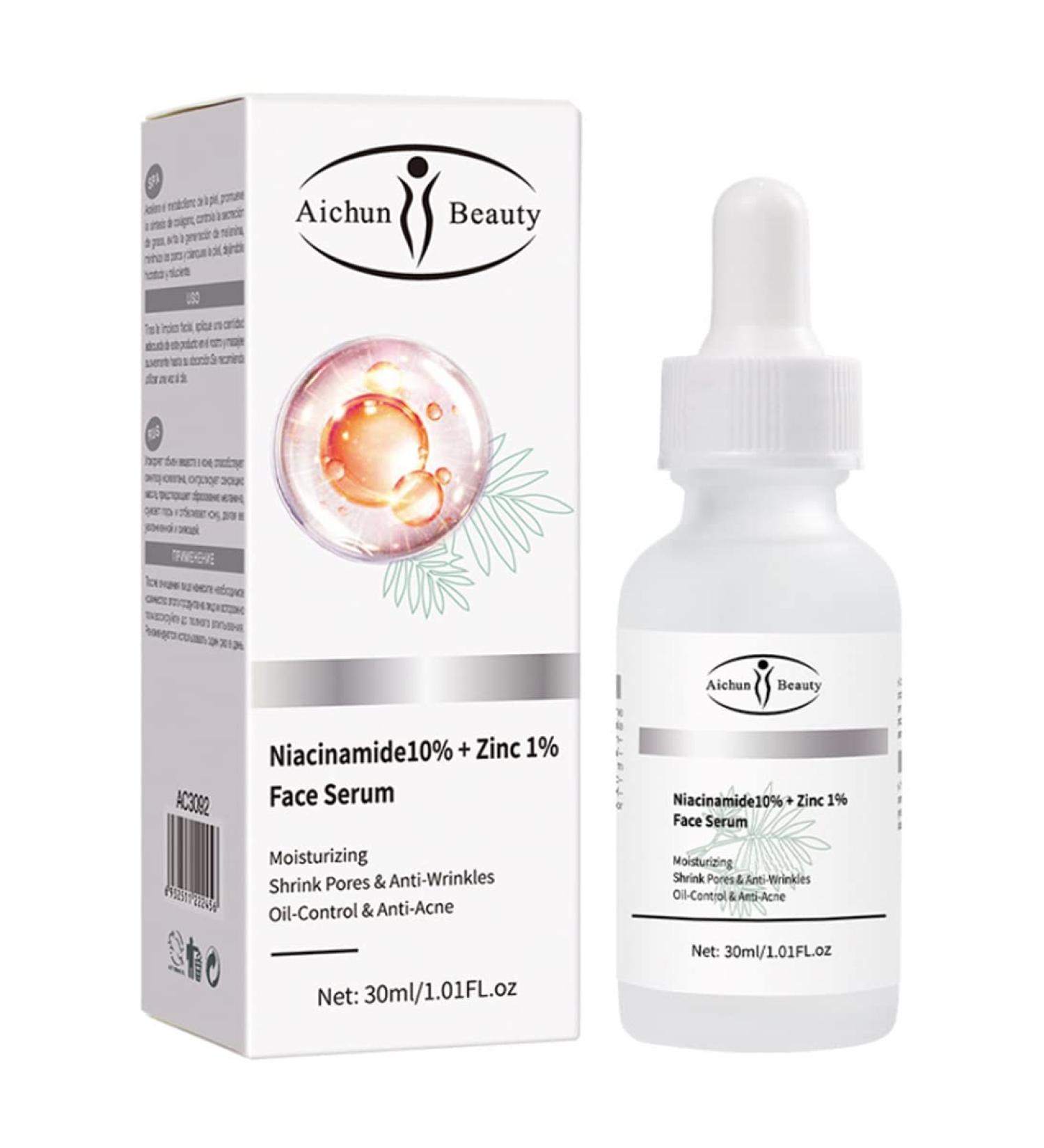 AICHUN BEAUTY Face Serum Eye Essence Anti-Wrinkle Anti-Acne Moisturizing & Pore Shrinking - 30ml Niacinamide 10% + Zinc 1% - International Shipping Available - Buy Online on GoSupps.com
