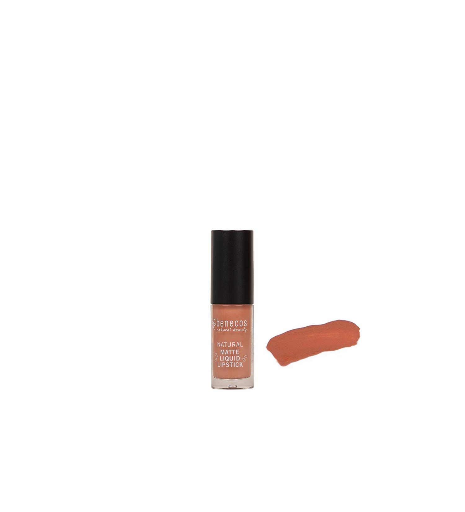 Benecos - Natural Beauty Biocosmetics - Matt Liquid Lipstick - High pigmented - With CarnaubaWachs - Talk -free - Vegan - Desert Rose Rose 5 ml (1 Pack)