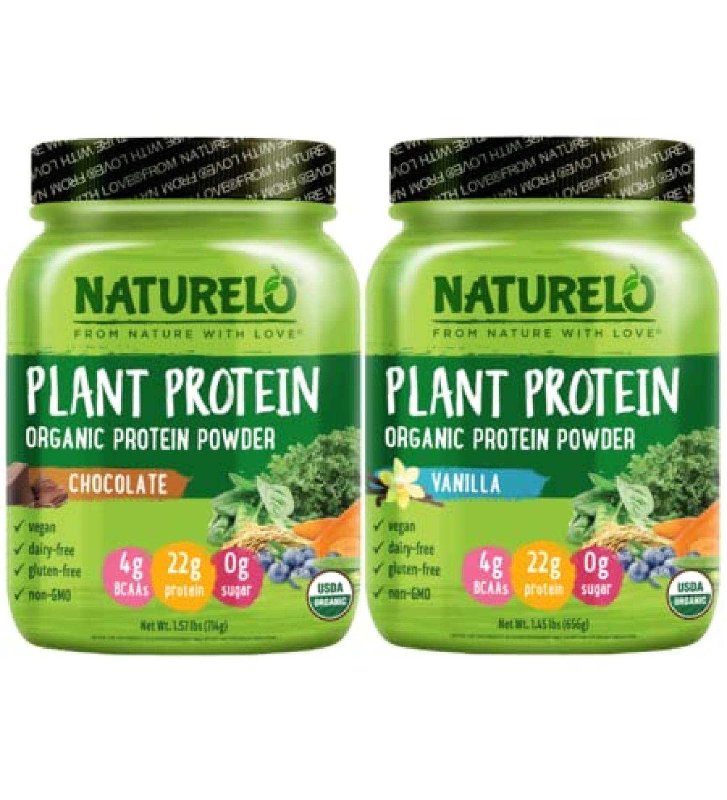NATURELO Vegan Plant Protein Powder - Vanilla and Chocolate Bundle - 40 Servings - Buy Online on GoSupps.com