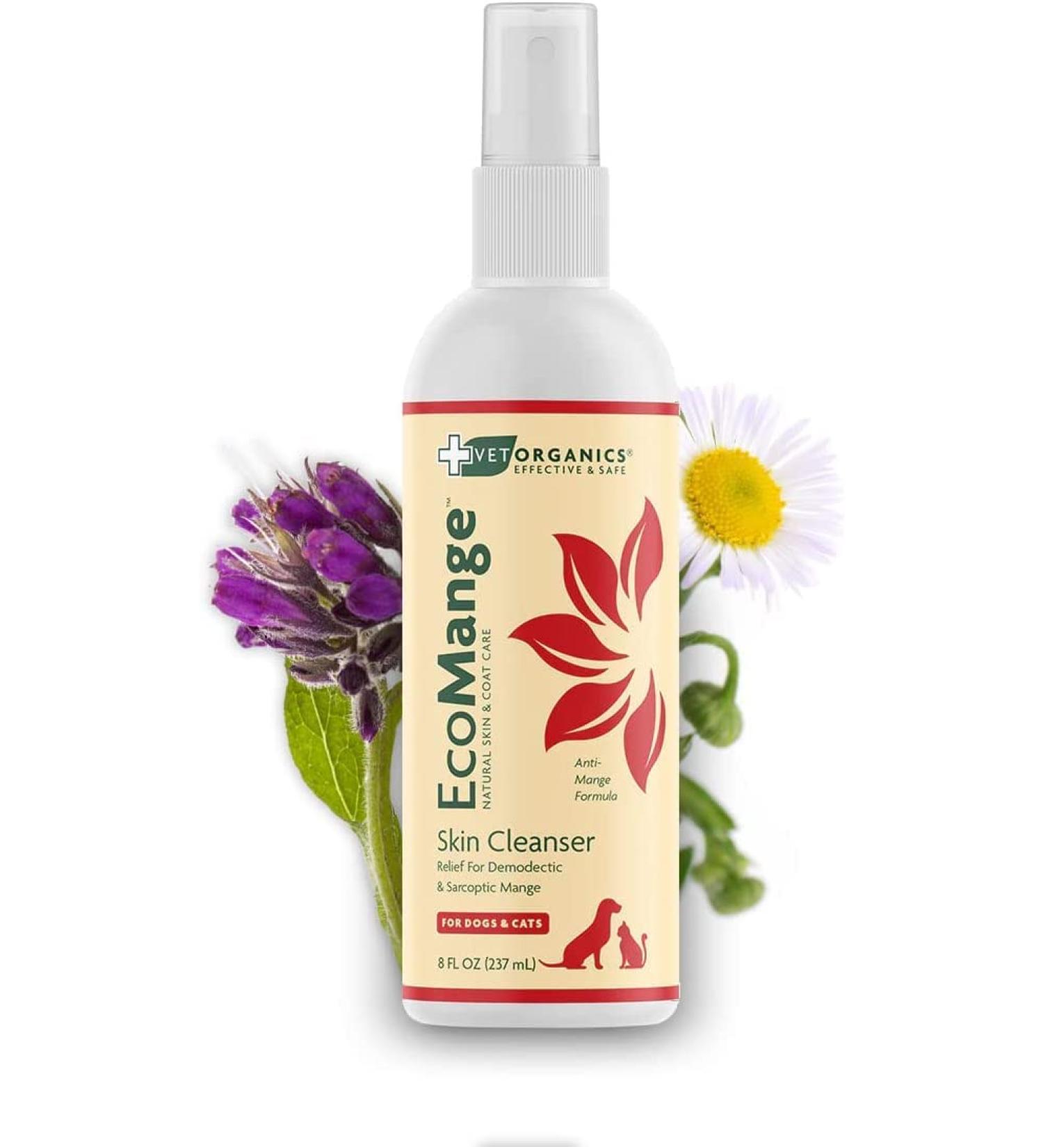 EcoMange Mange Relief for Dogs & Cats 8 Oz. Cat & Dog Itch Relief Sarcoptic & Demodectic Mite Spray Herbal Extract & Essential Oil Itch Relief for Dogs Natural Cat & Dog Sprays by Vet Organics - Buy Online on GoSupps.com