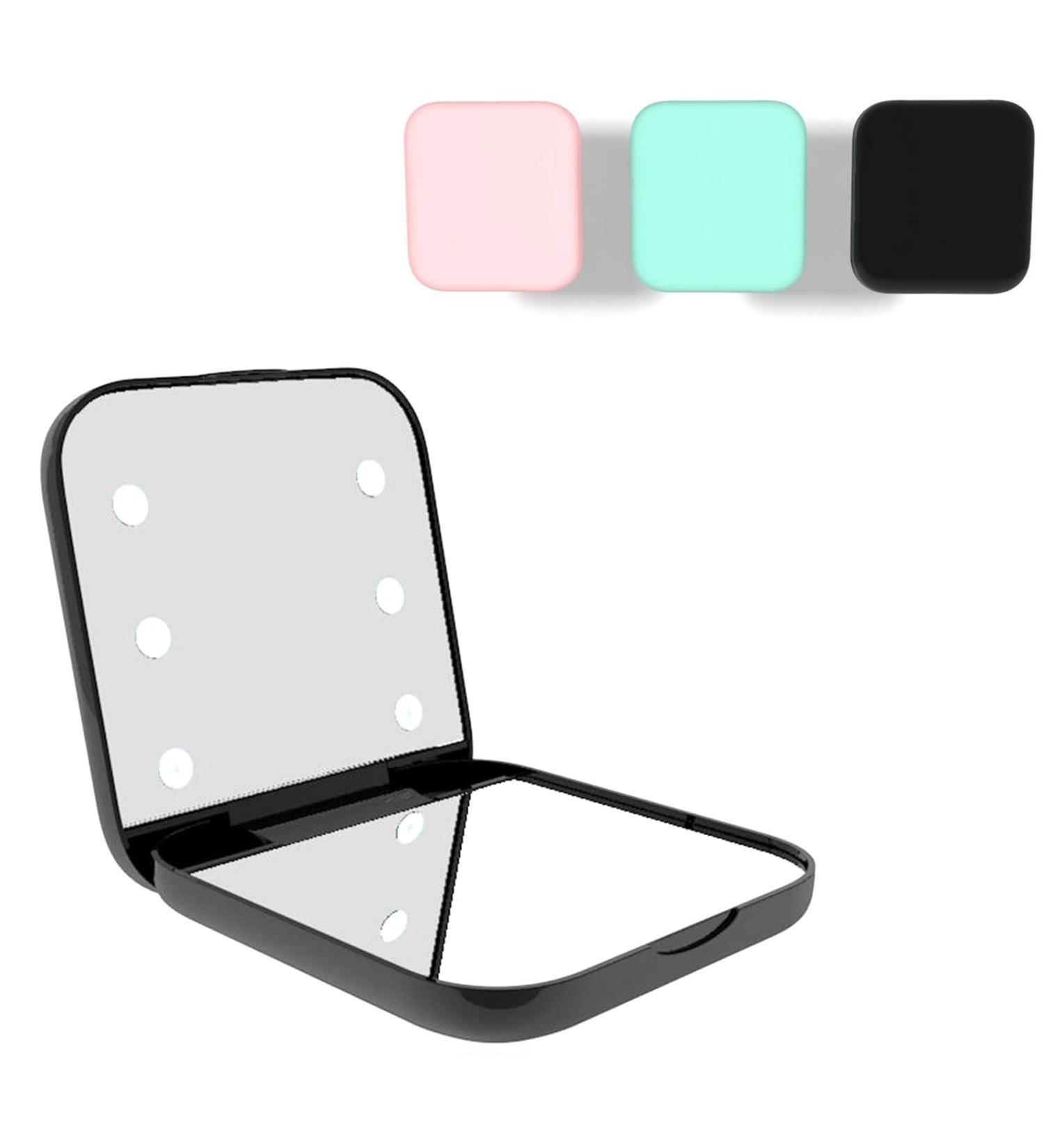 YingCheng LED Travel Makeup Mirror 1x/3x Magnifying Compact Mirror with Light - Small 2-Sided Handheld Fold Mirror - Lighted Pocket Mirror in Black | Ideal Gift - Buy Online on GoSupps.com