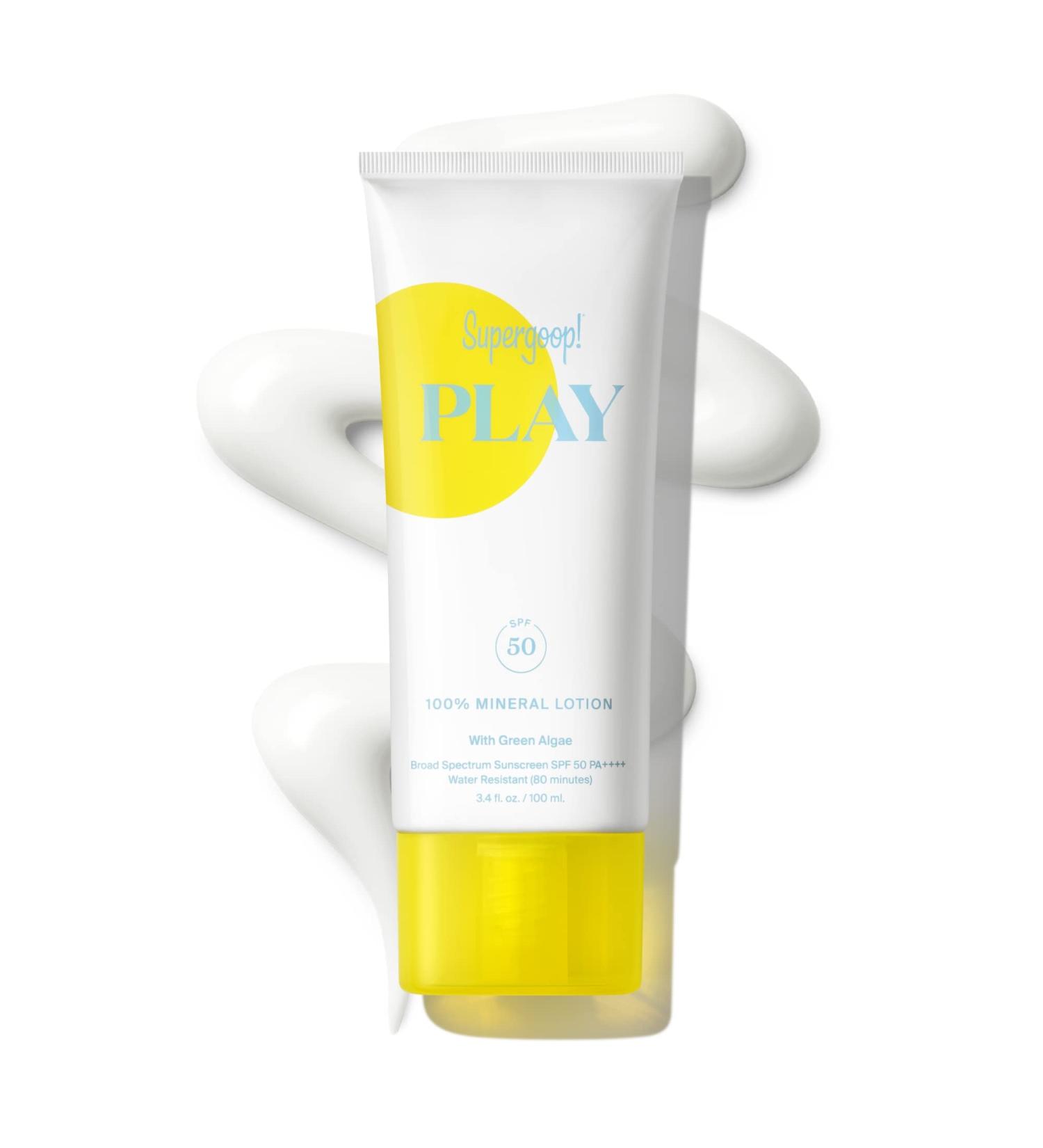Supergoop! PLAY 100% Mineral Lotion SPF 50 Pack of 2 - Broad Spectrum Sunscreen for Face & Body - Lightweight, Water Resistant - With Green Algae - 3.4 fl oz - Buy Online on GoSupps.com