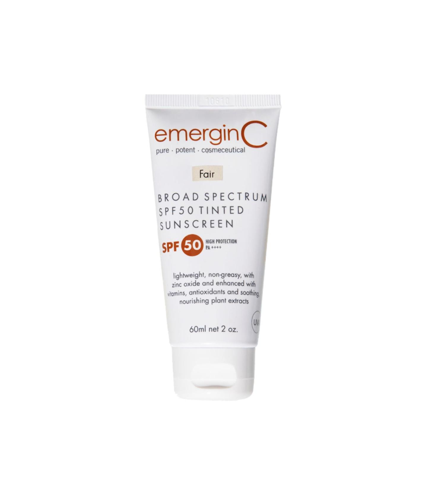 emerginC Broad Spectrum SPF 50 Tinted Mineral Sunscreen for Face (Fair) - Mineral Based Tinted SPF & Moisturizer with UVA/UVB Protection - Lightweight Non-Greasy - With Aloe Vera & Zinc Oxide (2 oz) - Buy Online on GoSupps.com
