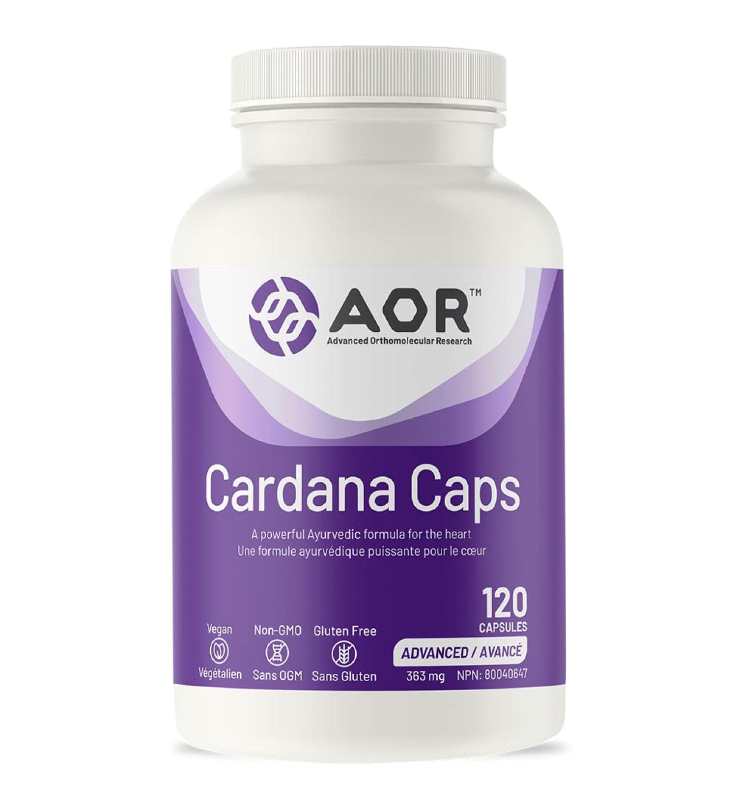 AOR - Cardana Caps 120 Capsules - A Powerful Ayurvedic Formula for the Cardio Heart Health Supplement - Blood Flow and Blood Circulation Supplements - Healthy Heart Cardiovascular Supplement - Buy Online on GoSupps.com