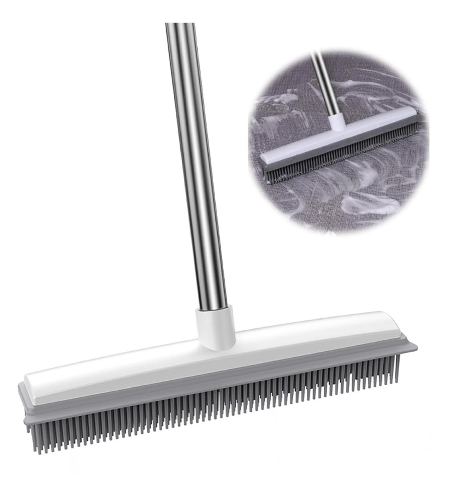 Rubber Broom Adjustable and Easy to Clean Widely Applicable Hair Removal Broom Suitable for Carpet Pet Hair Marble - Buy Online on GoSupps.com