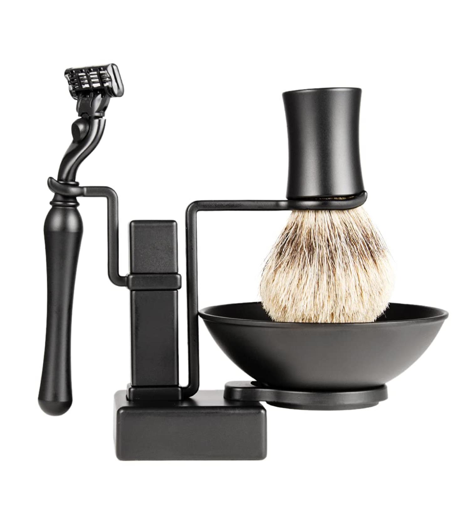 Grandslam Shaving Kit for Men - Safety Razor Brush Soap & Stand - Premium Stainless Steel Bowl Gift Set - Buy Online on GoSupps.com
