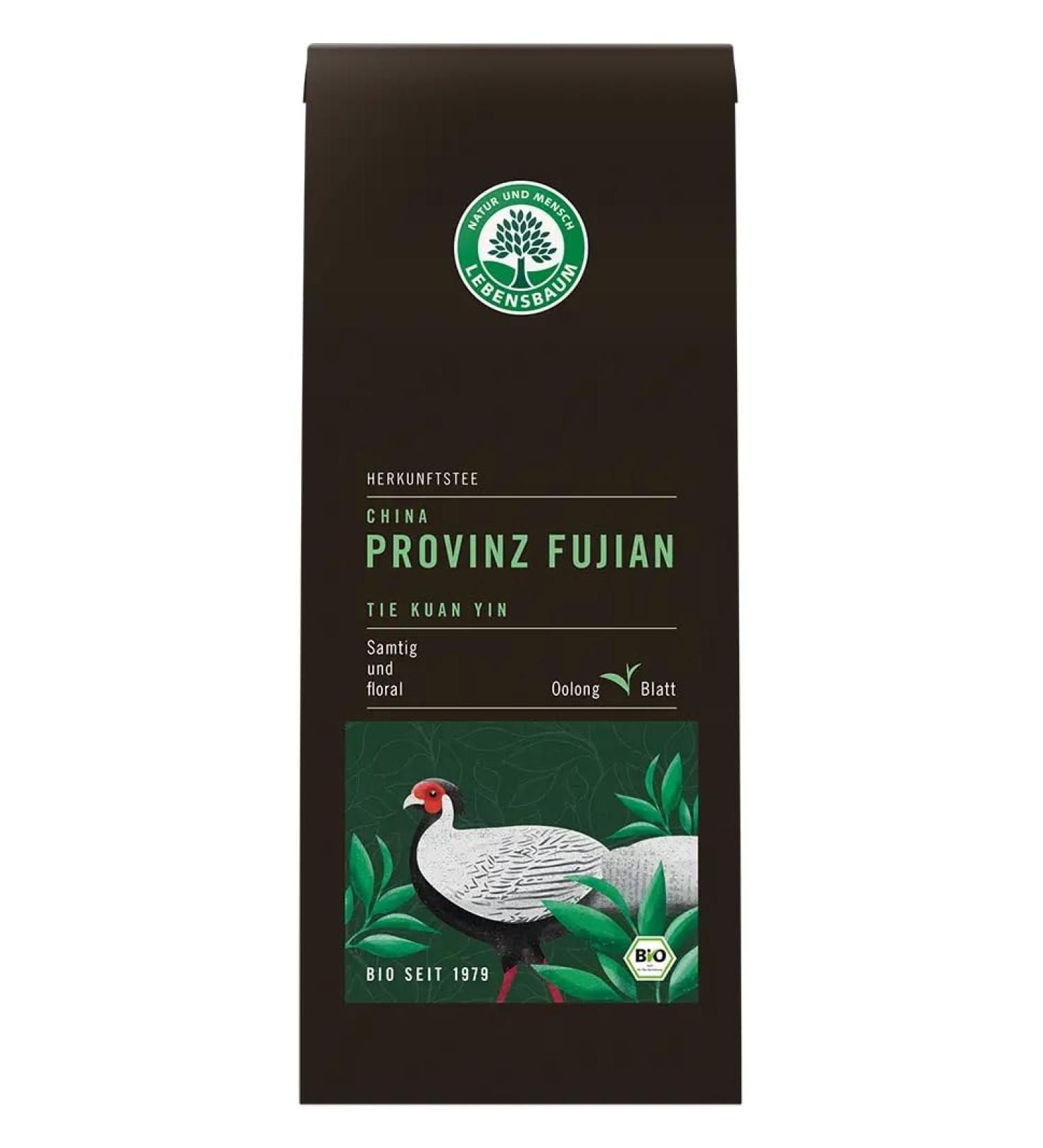 Lebensbaum Lebensbaum Fujian Province Whole Leaf Tie Kuan Yin velvety and floral Oolong leaves with delicate jasmine notes loose leaf 100% organic 100g