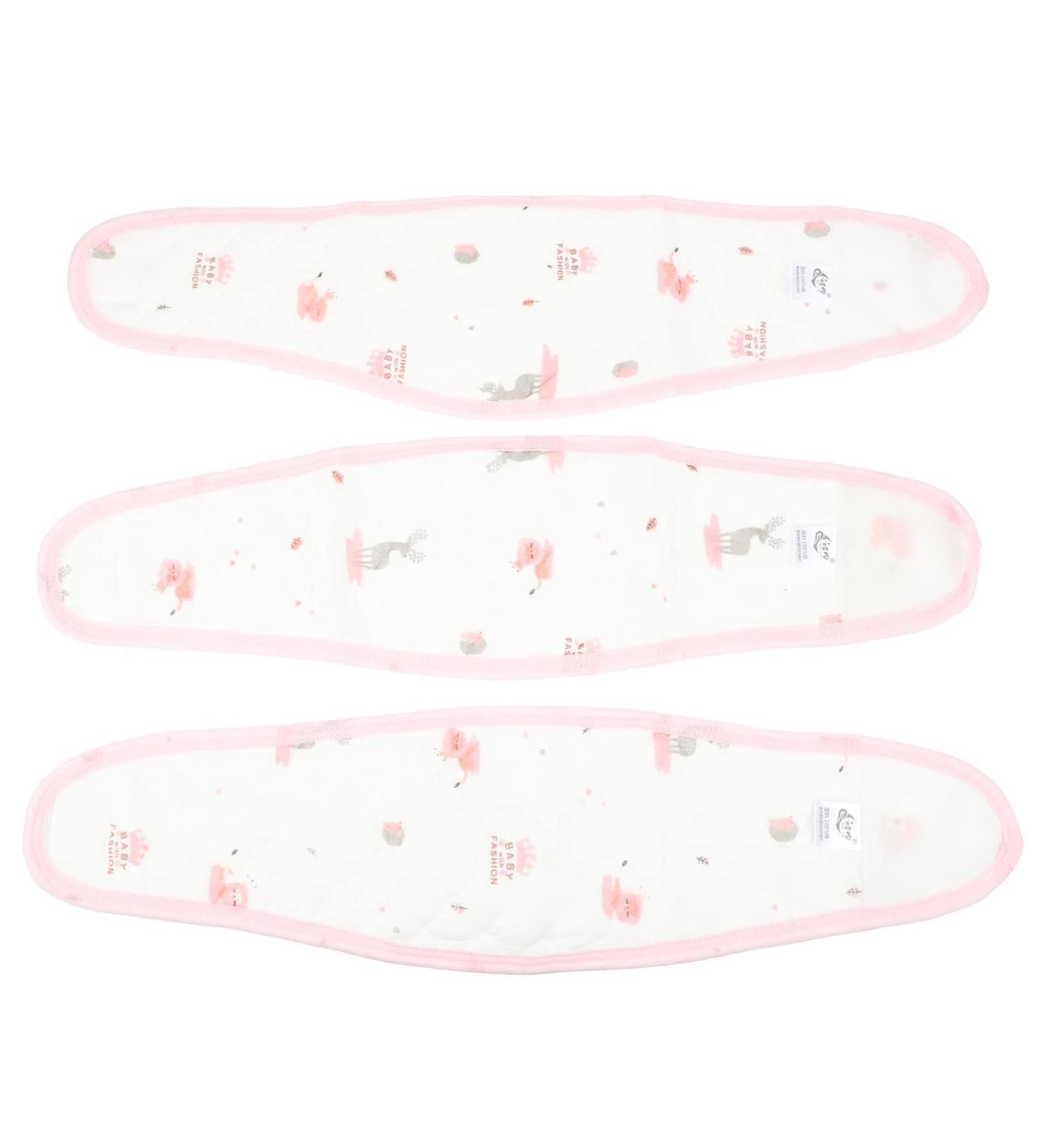 3Pcs Newborn Baby Belly Binder Set - Cotton Navel Band & Abdominal Wraps for Umbilical Cord Protection - Pink Infant - Buy Online on GoSupps.com