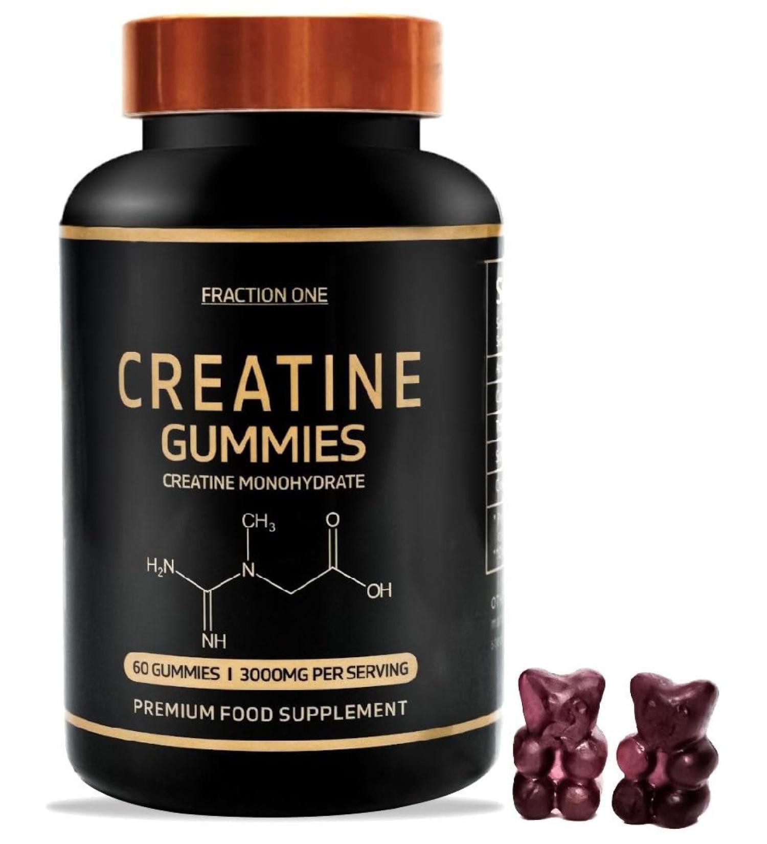 Berry Flavoured Creatine Gummies - 60 Count, 3000mg Creatine Monohydrate - Pre-Workout Gym Gummy for Men & Women - Buy Online on GoSupps.com
