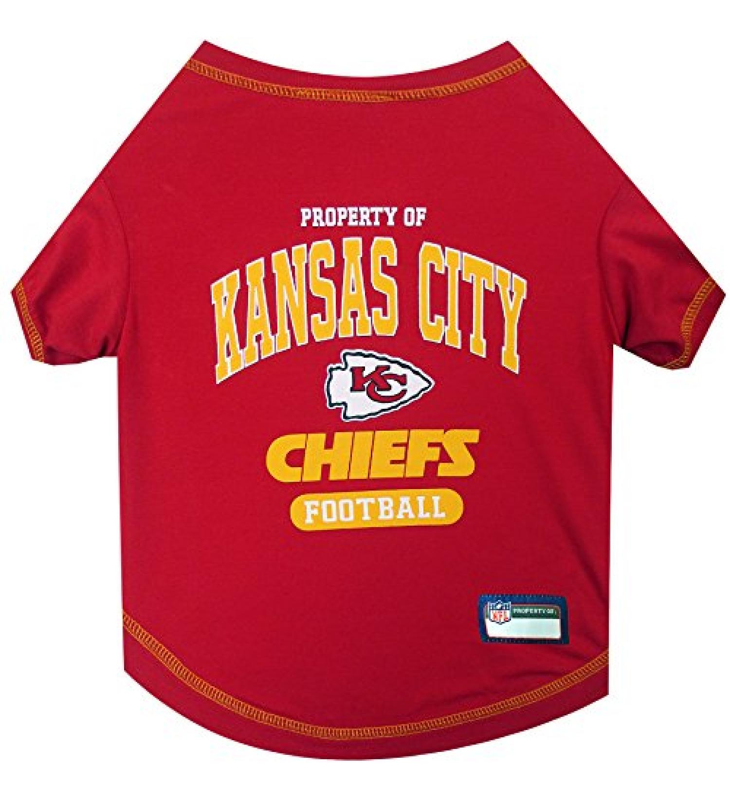 NFL T-SHIRT - DOG TEE SHIRT - Football DOGS & CATS SHIRT - Durable SPORTS PET TEE - 5 Sizes in 32 NFL TEAMS - NFL PET OUTFIT UGLY TEE SHIRTS & Team color Tee Shirts Cool, Busy Dog Shirt NFL Pet Tee Shirt Medium Kansas City Chiefs