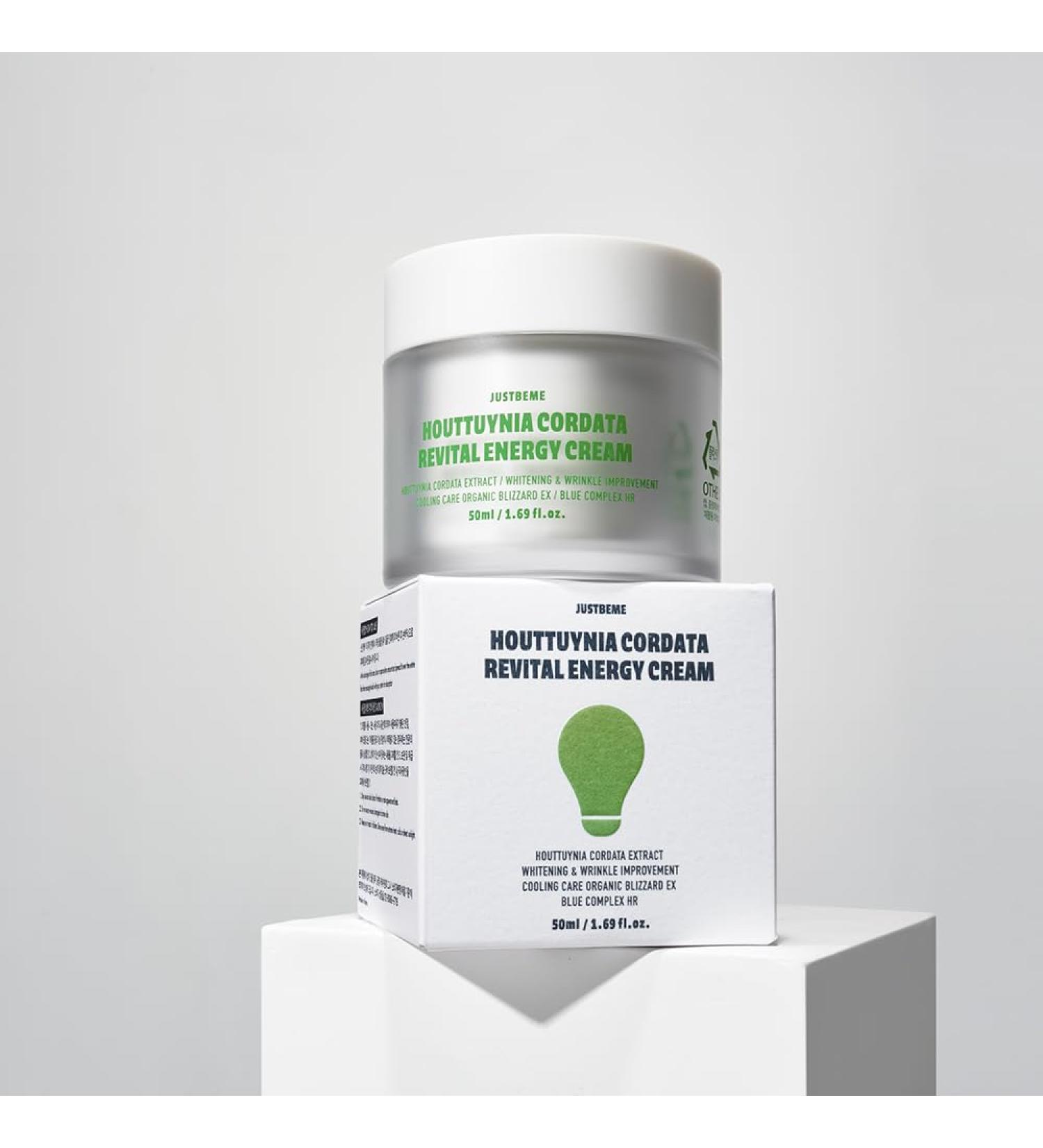 JUSTBEME Houttuynia Cordata Revital Energy Cream/Hydrating Face Moisturizer for Dry Sensitive Skin Korean Skincare for Men and Women (50ml / 1.09 fl oz) - Buy Online on GoSupps.com