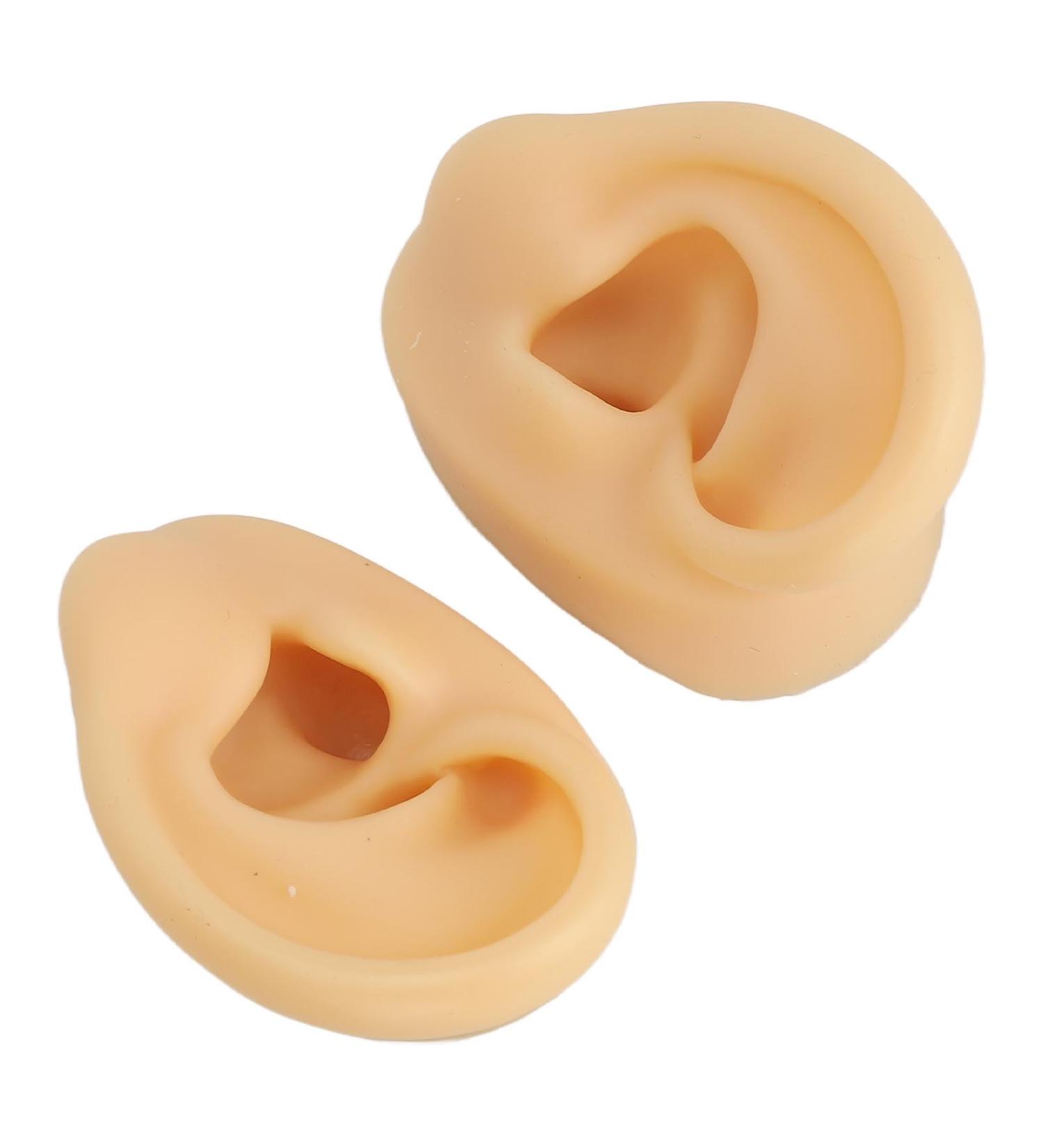 Ear Piercing Practice Model - Soft Silicone Lifelike Left Right Reusable Display for Earphones (Light Beige) - International Shipping Available - Buy Online on GoSupps.com