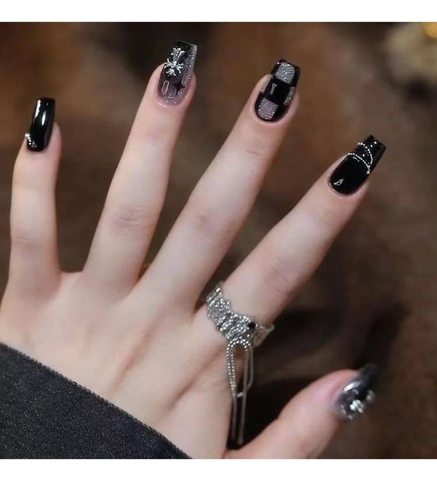 Temperament to Enhance The Nail Patch Wearing a Long Autumn and Winter Dark Crowe Heart White Nail Fake Nails Patch high Sense Detachable Armor (10 Pieces) (Size : S) - Buy Online on GoSupps.com