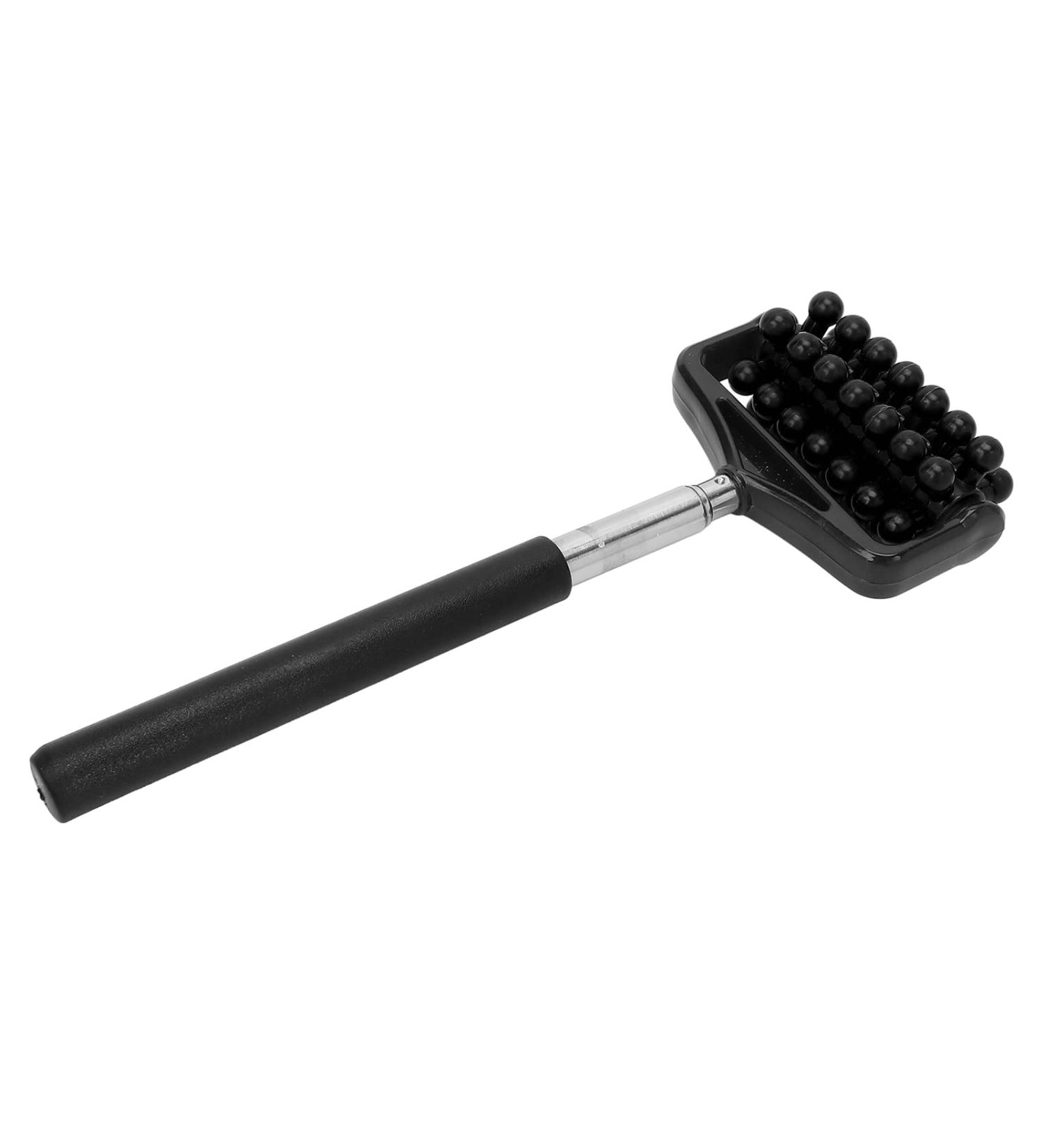 Telescopic Back Massage Tab - Adjustable Ergonomic Handle for Pain Relief | Flexible Back Roller for Men & Women (Black) - Buy Online on GoSupps.com