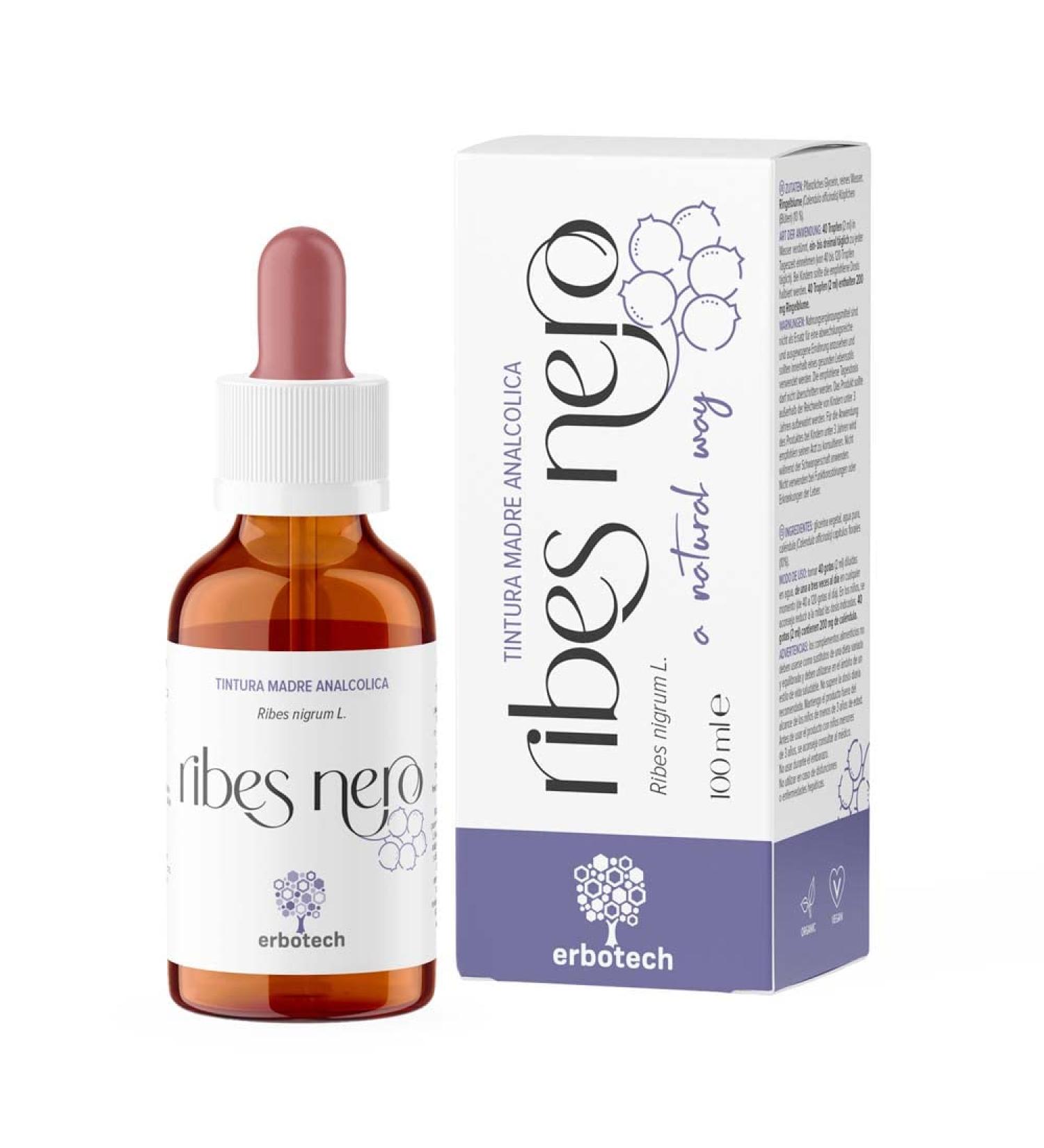 ERBOTECH Blackcurrant Mother Tincture Alcohol-Free Mother Tincture to Dilute in Water Vegan Not Derived from Plants - Buy Online on GoSupps.com