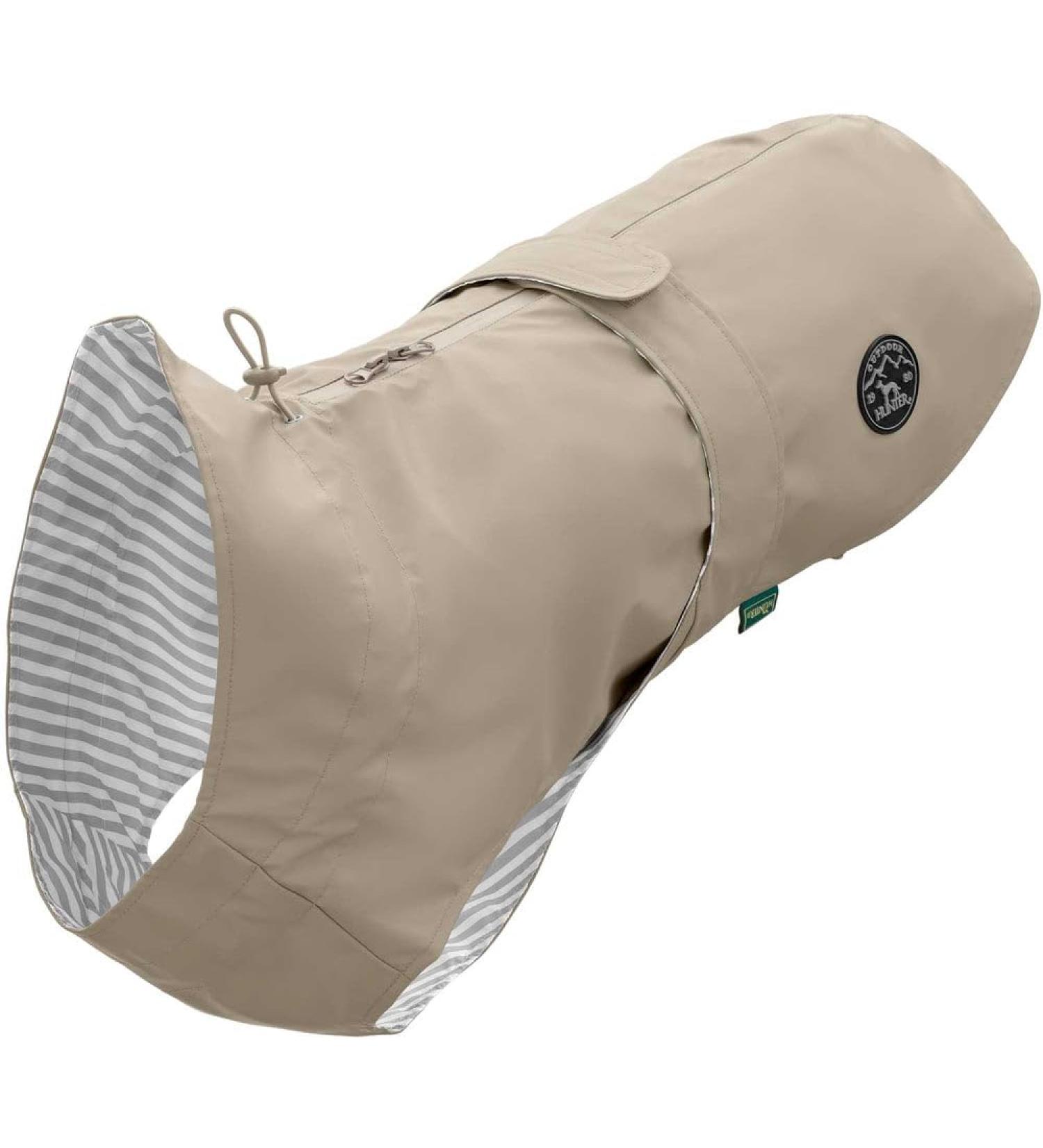HUNTER Milford Dog Raincoat with Harness & Collar Opening - Taupe 55 Beige | International Shipping Available - Buy Online on GoSupps.com