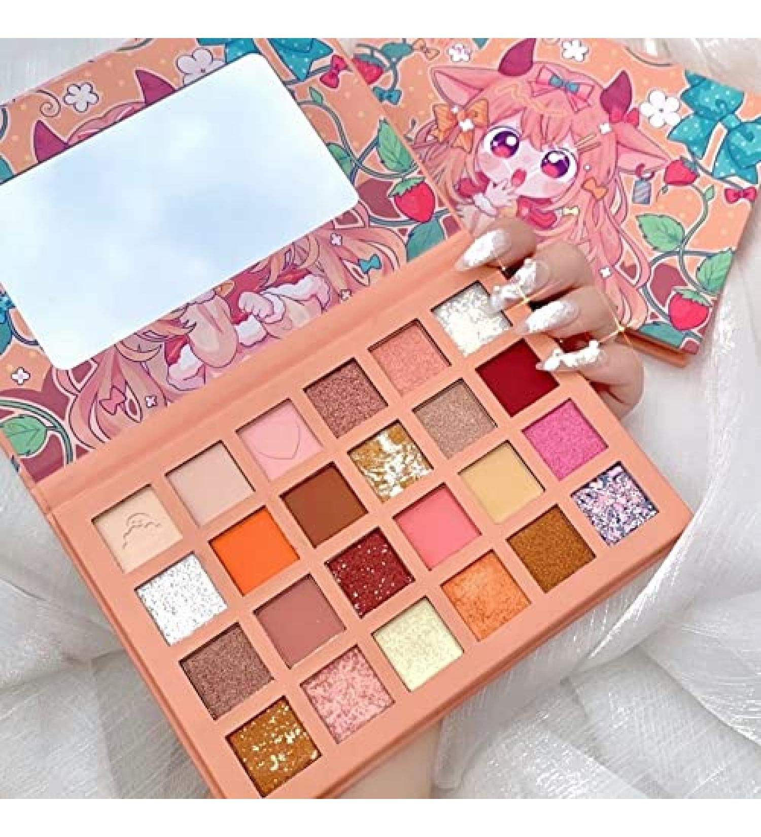  KEYVOR Beauty Palette 24 Colors Strawberry Girl Sparkling Eyeshadow Palette Waterproof Waterproof Cat Eye Shadow Palette Pearlescent Cute Eyeshadow Palette - Buy Online on GoSupps.com