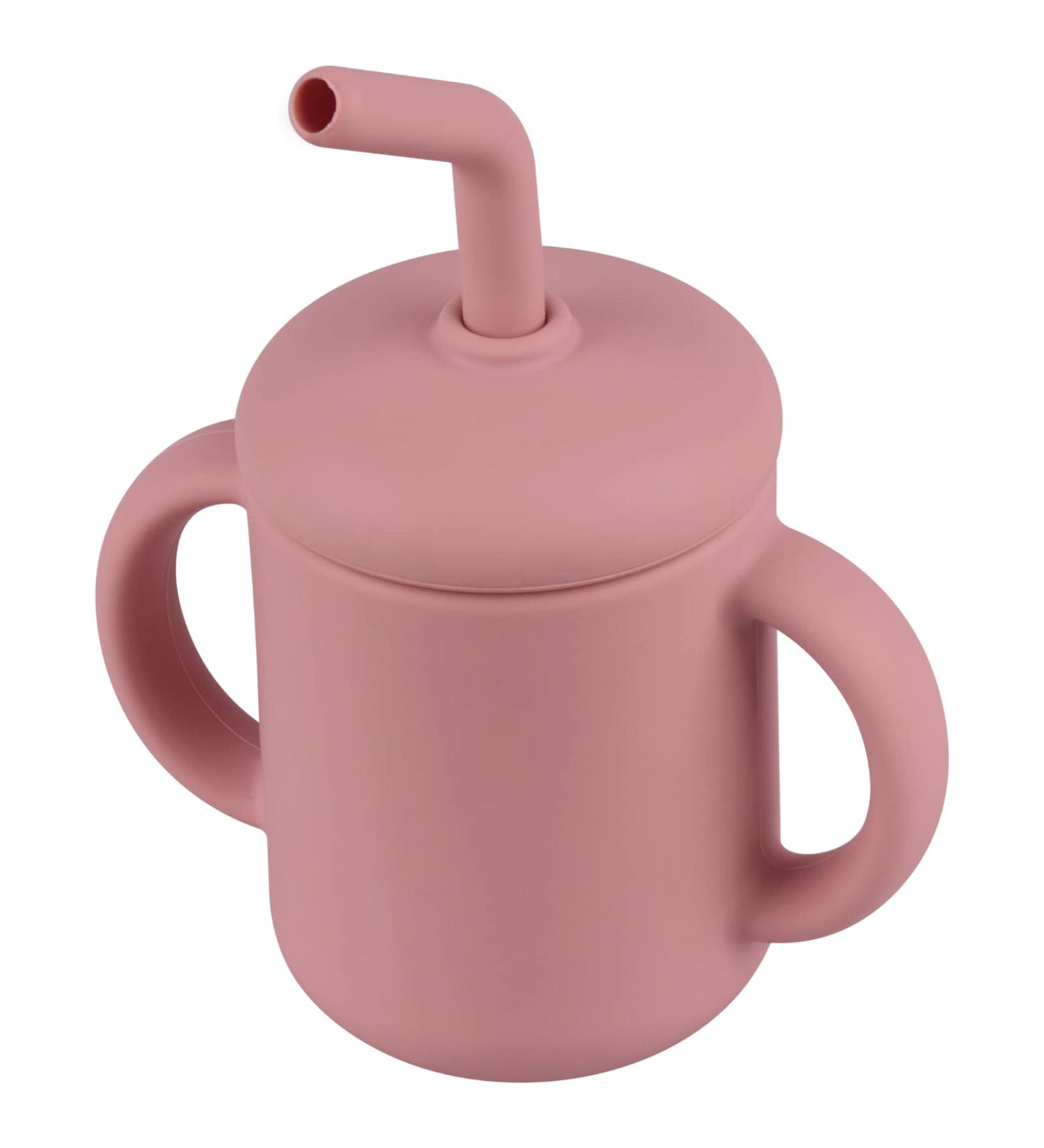 Mintlyfe Baby Trainer Cup - BPA-Free Silicone Sippy Cup with Anti-Drop Straw - 4 oz (Mauve) - Buy Online on GoSupps.com