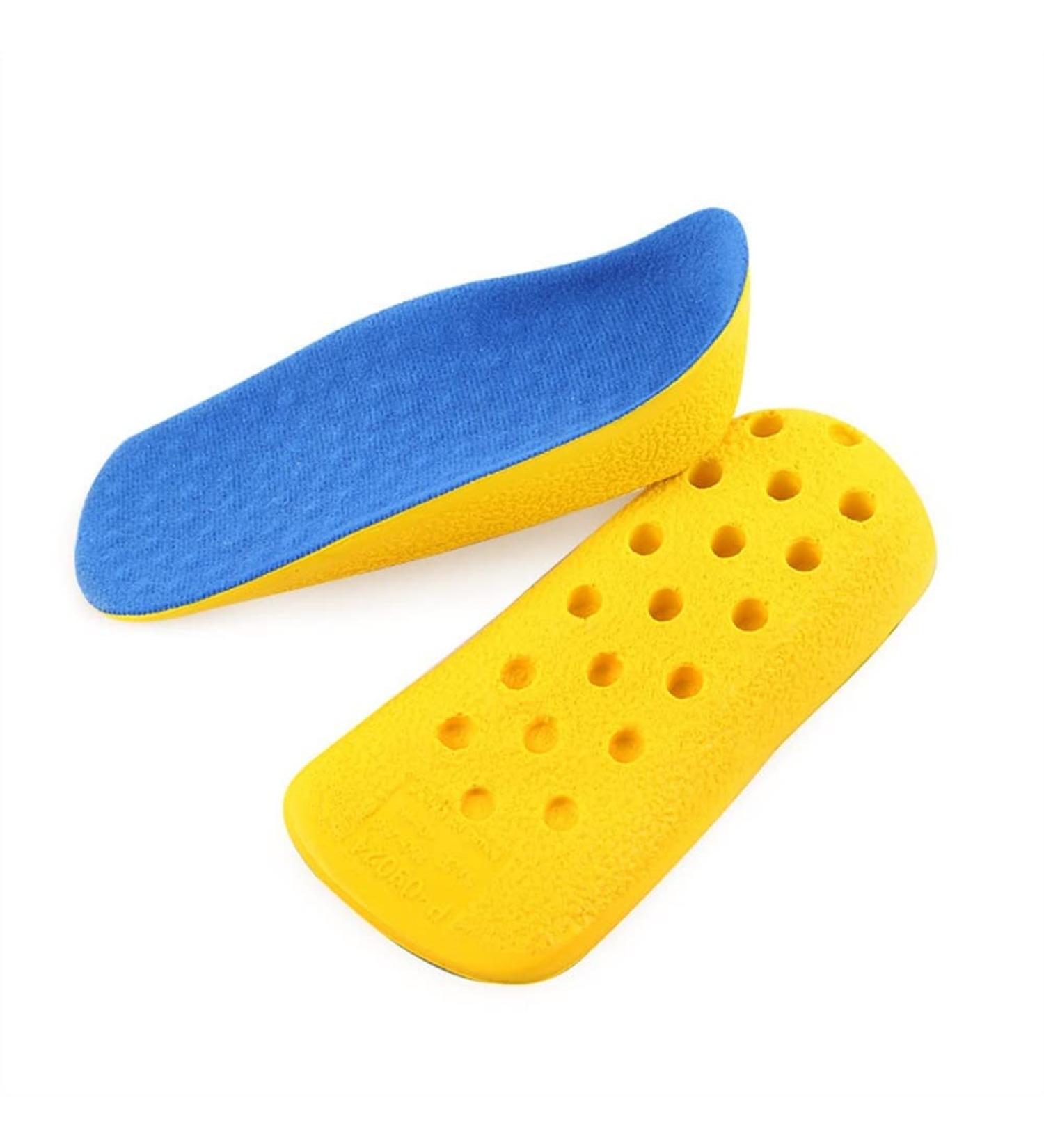 Premium Heel Inserts for Men - Shock Absorption Shoe Lift for Plantar Fasciitis & Blister Prevention | Small Blue & Yellow - Buy Online on GoSupps.com
