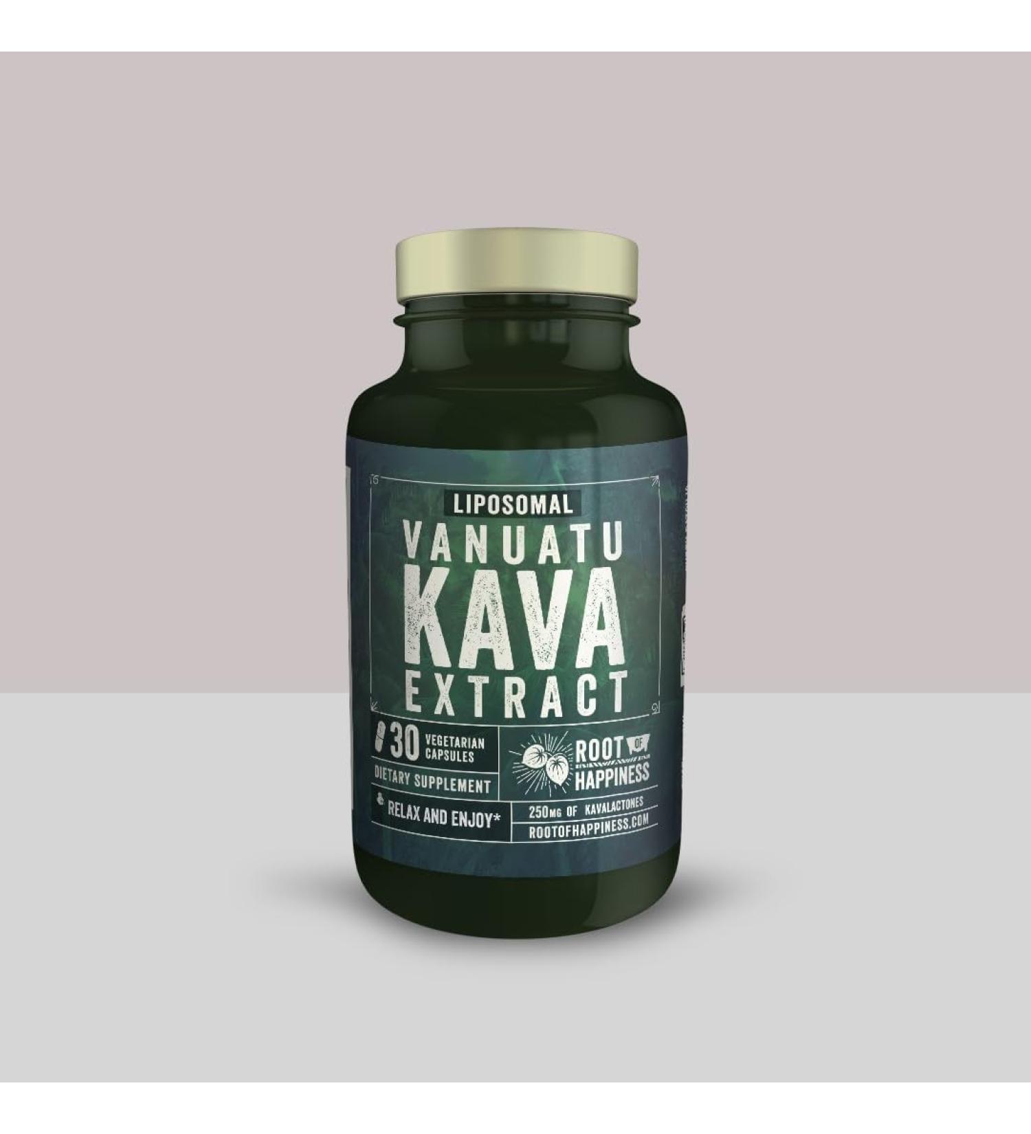 Root of Happiness Liposomal | Kava Extract | Capsules | Premium | 250mg Kavalactones | 30ct Bottle