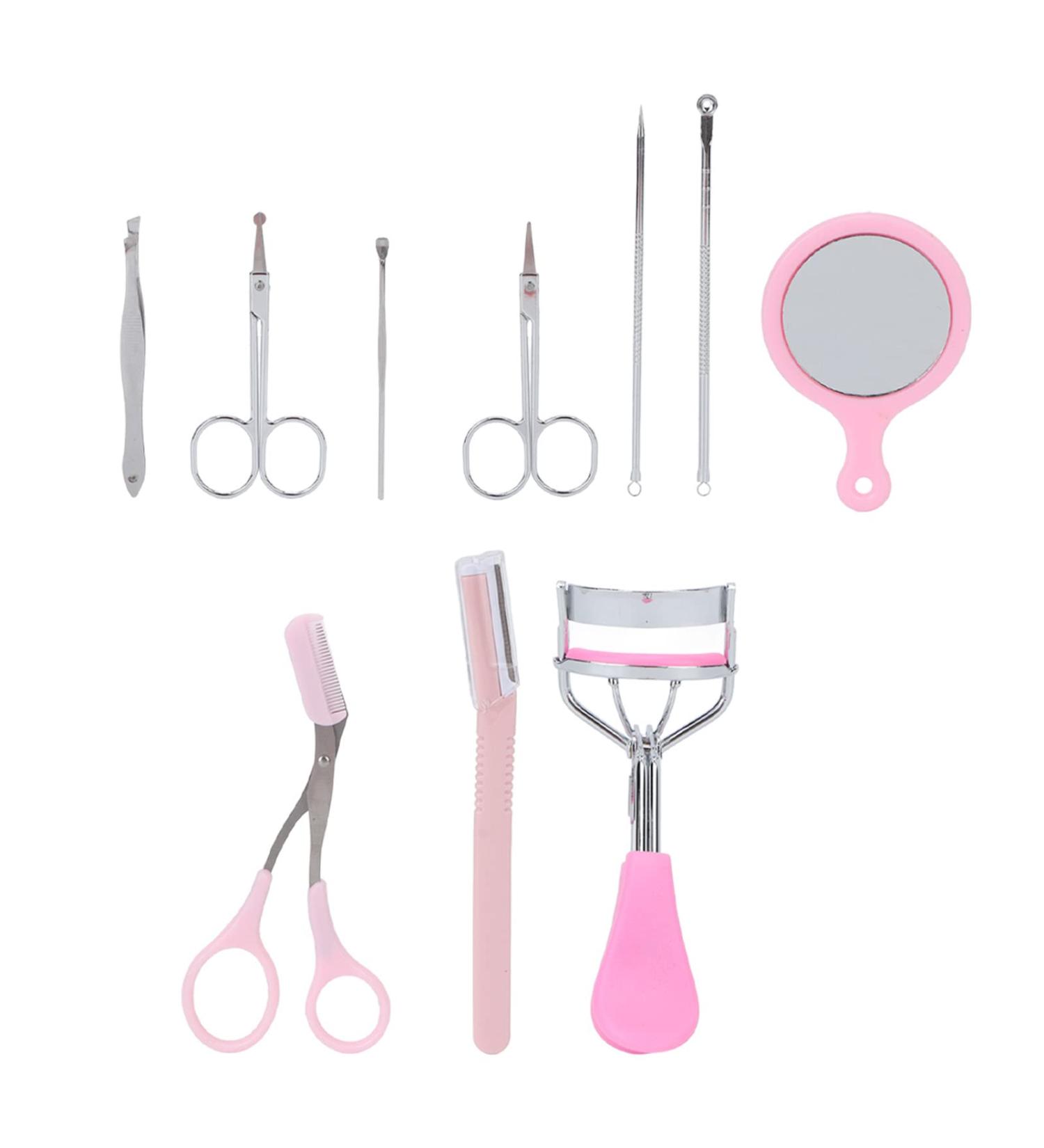 ZJchao 10Pcs Eyebrow Grooming Kit - Professional Eyebrow Trimmer Tweezers Eyelash Curler & Extractor for Women | International Shipping - Buy Online on GoSupps.com