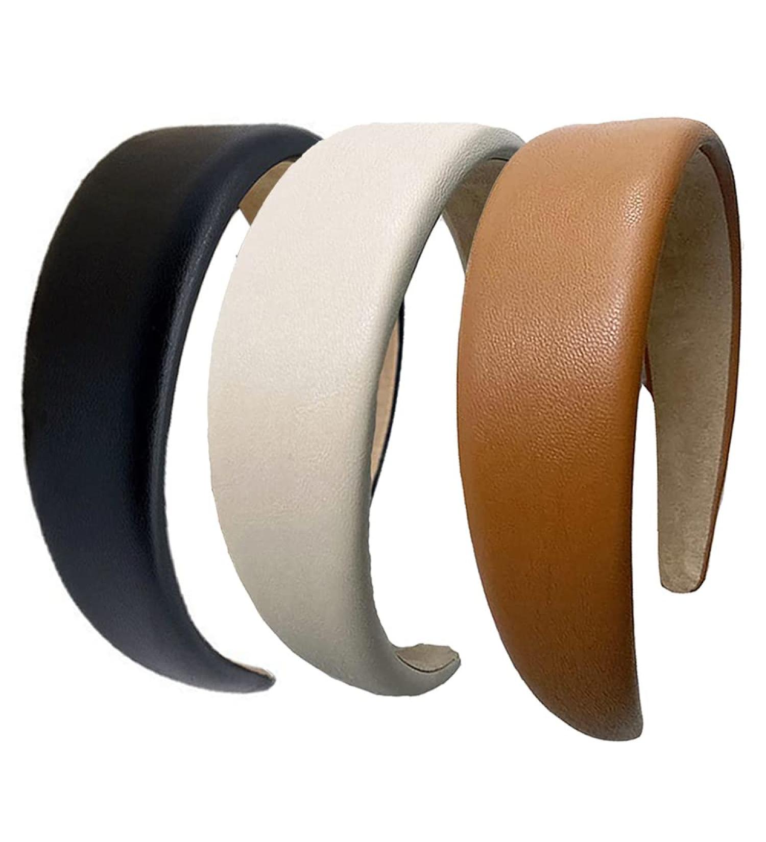 3 Pack Wide PU Padded Headbands for Women - Fashionable and Comfortable Hair Accessories - Buy Online on GoSupps.com