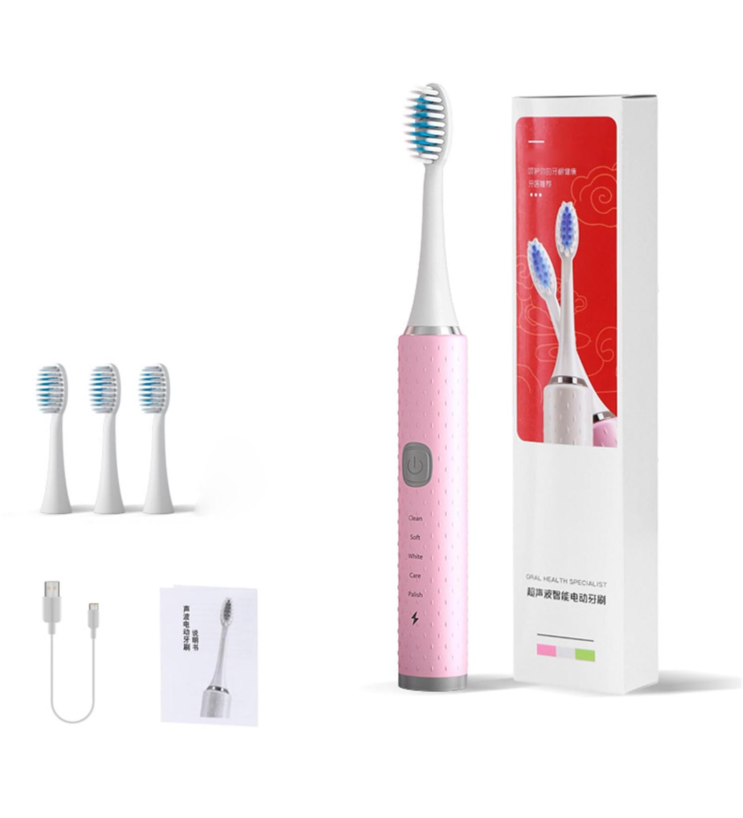 Electric Toothbrush Soft Bristle Waterproof Whitening Automatic Toothbrush for Adults Children (Pink (Rechargeable)) - Buy Online on GoSupps.com